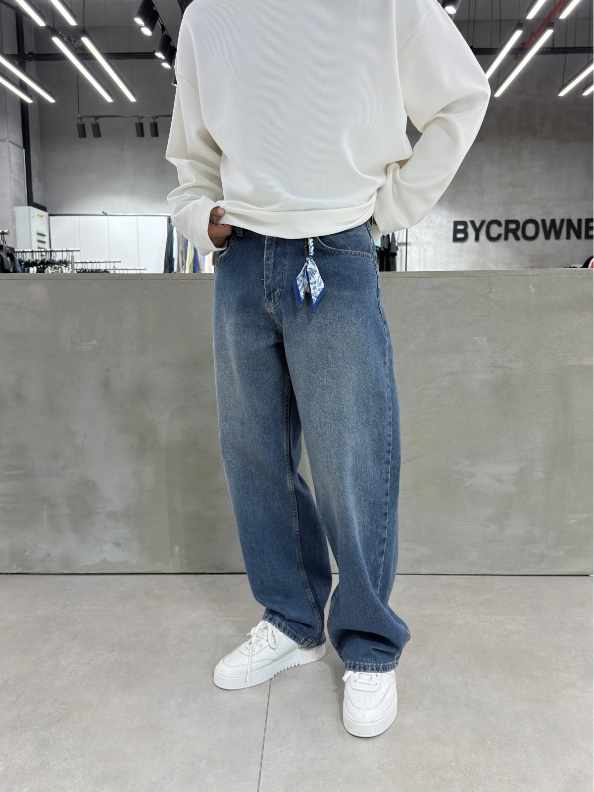Mavi Aksesuar Detaylı Baggy Jean