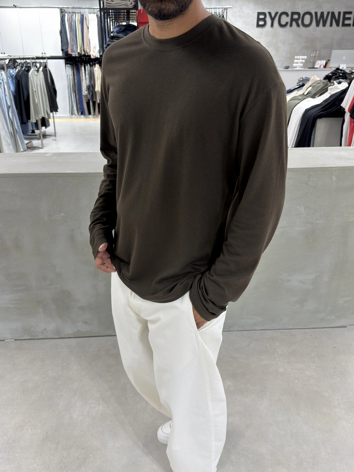 Kahve Pamuk İnce Basic Sweat