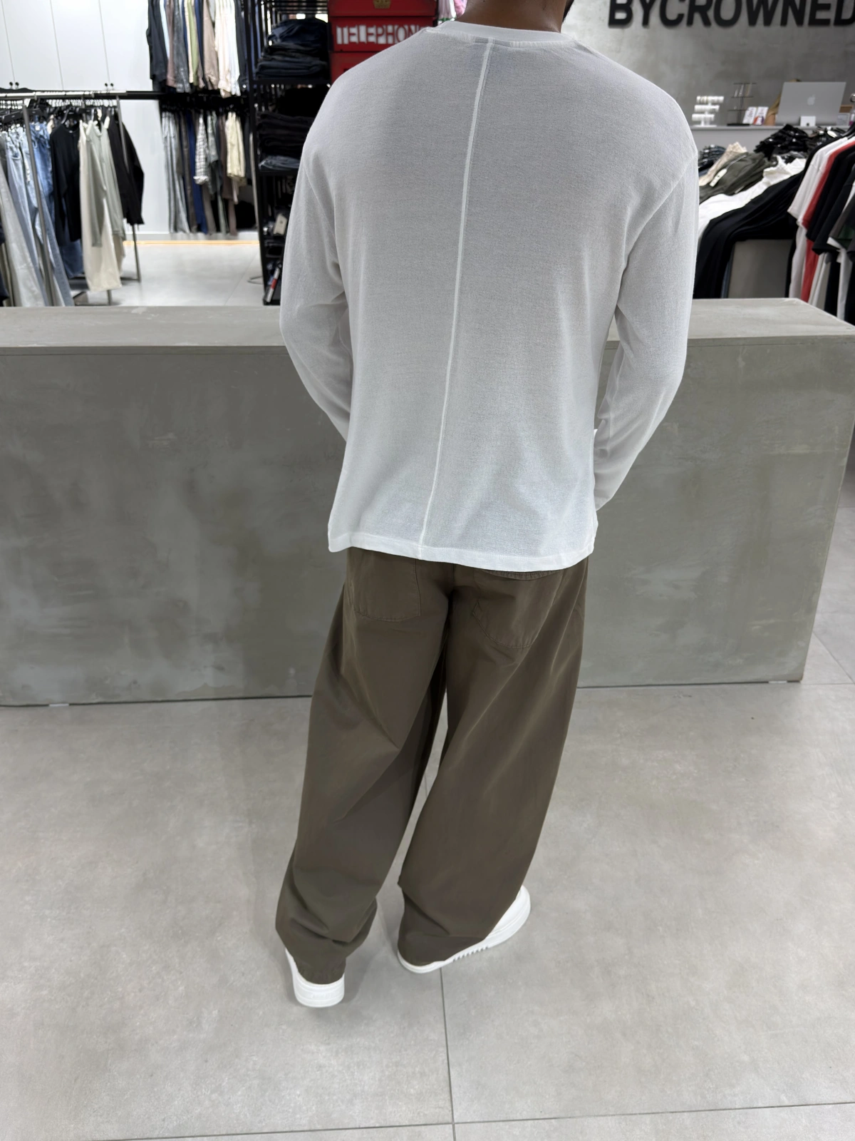 Beyaz Pamuk İnce Basic Sweat