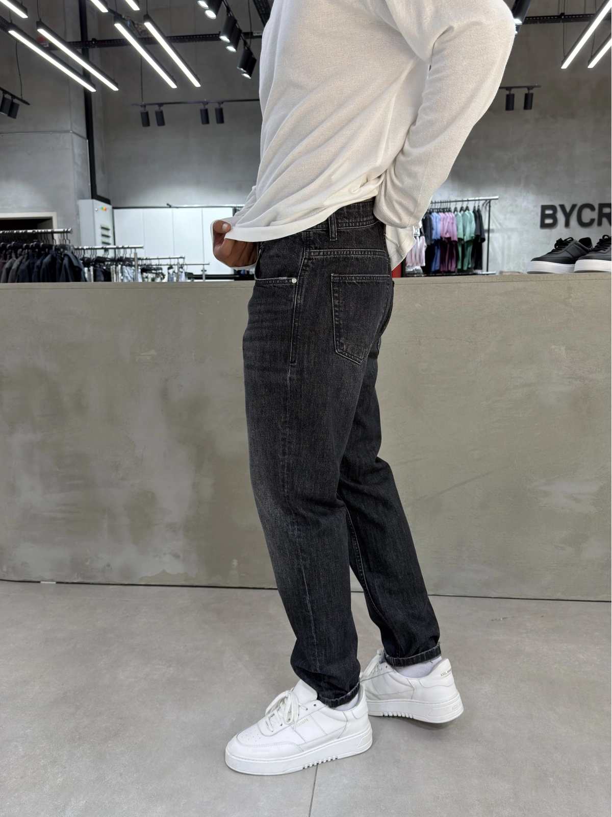 Siyah Premium Yıkamalı Boyfriend Jean