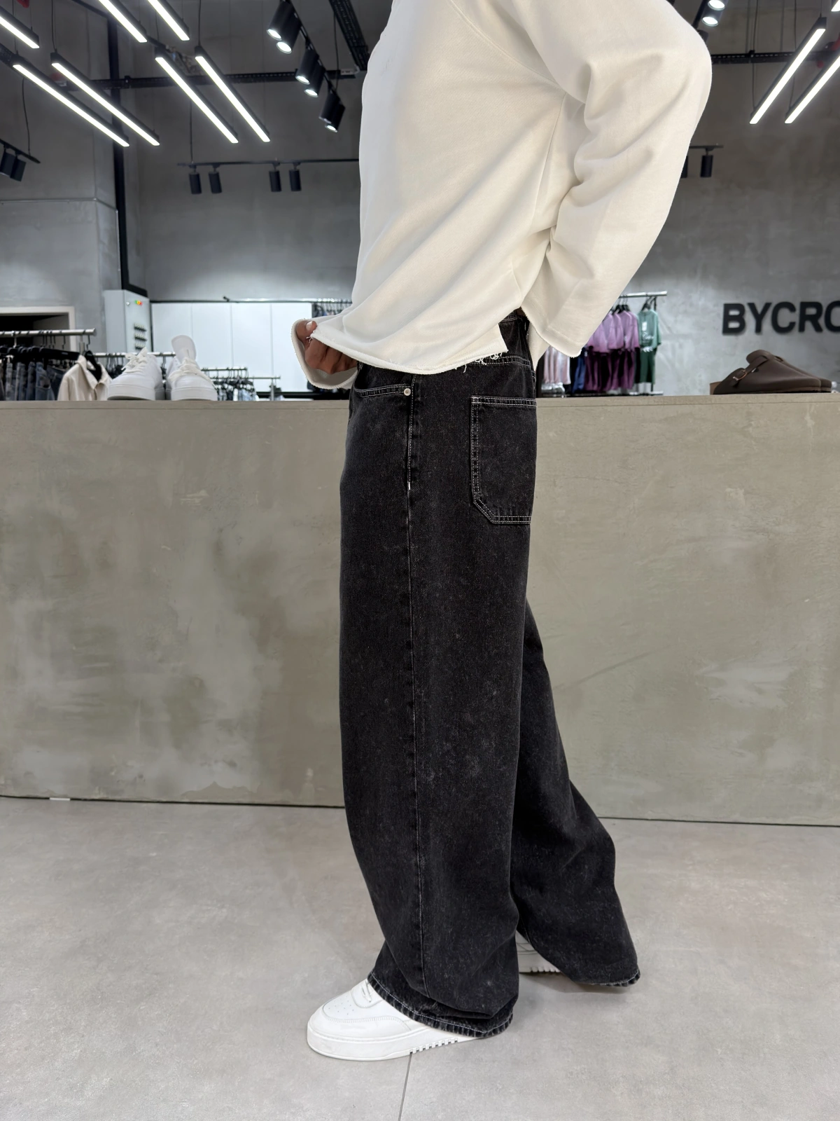 Siyah Effect Süper Baggy Jean