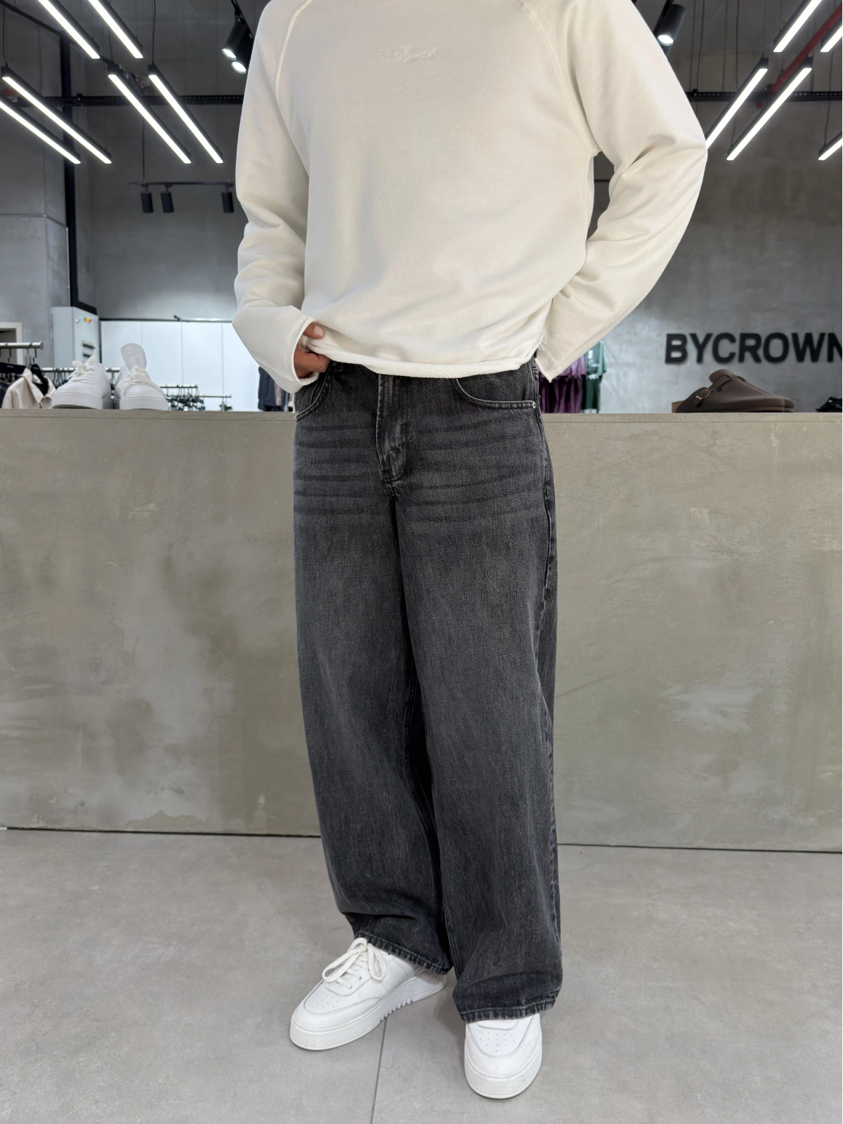 Antrasit Effect Süper Baggy Jean