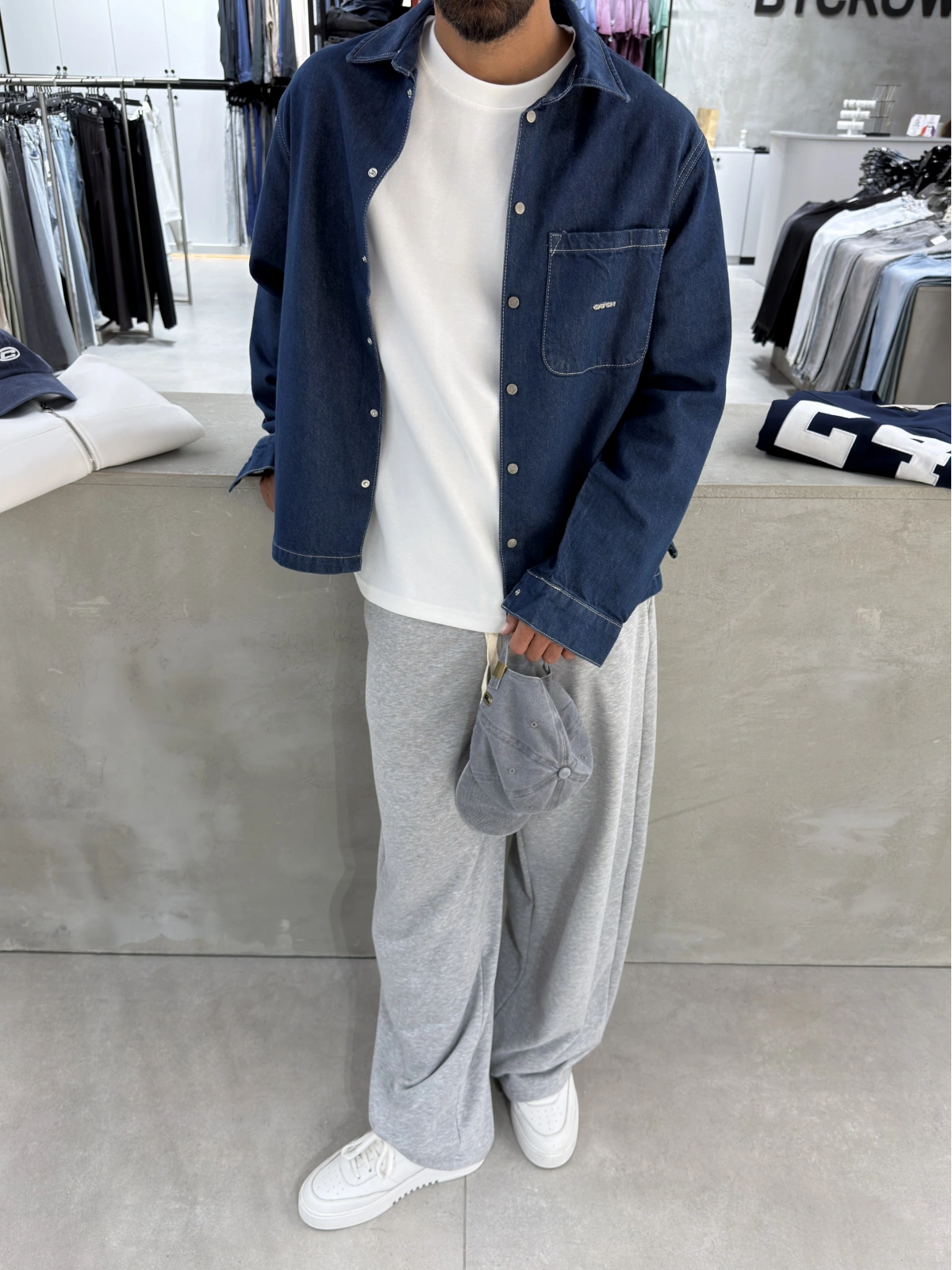 Lacivert Premium Oversize Denim Ceket