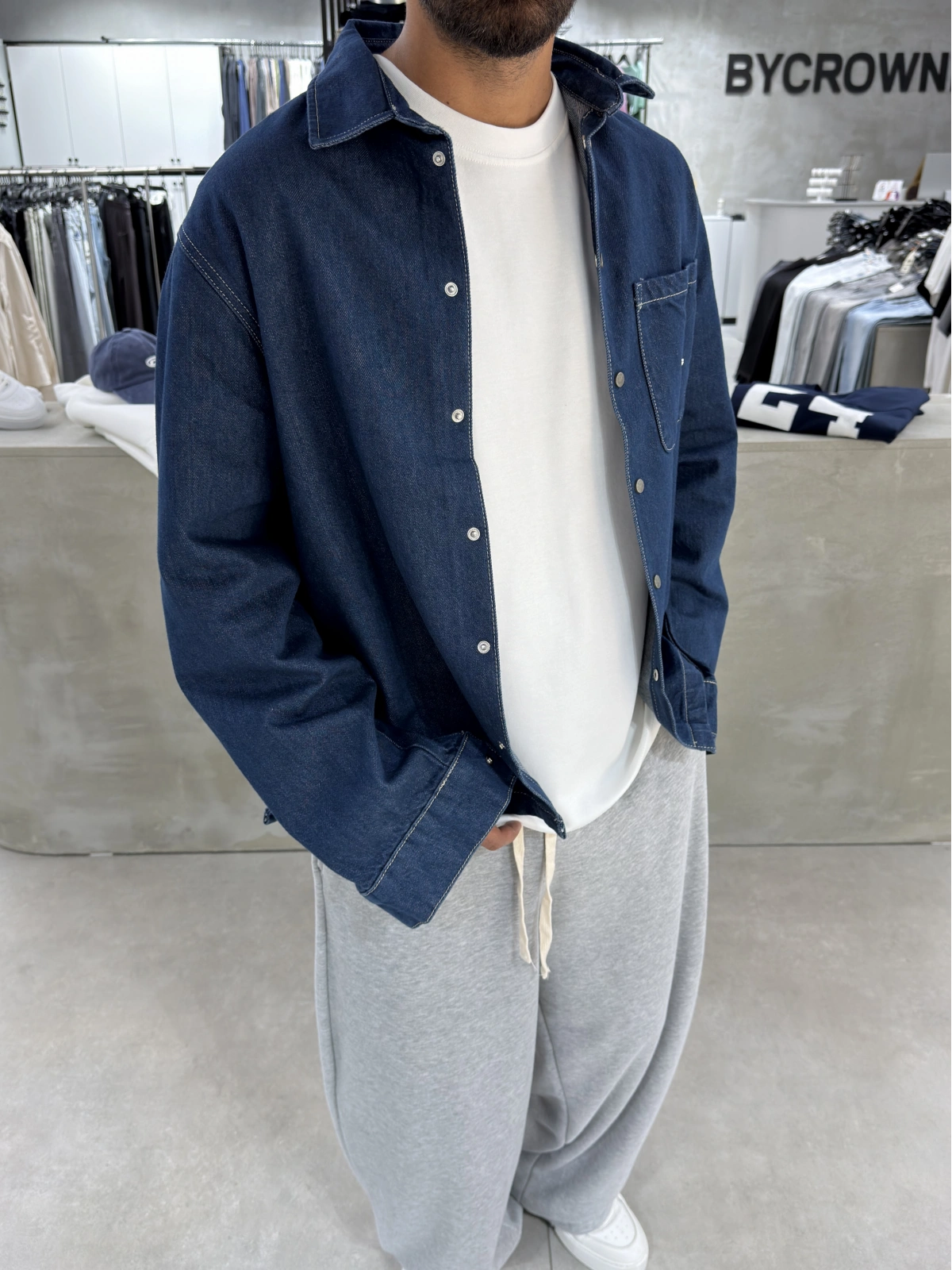 Lacivert Premium Oversize Denim Ceket