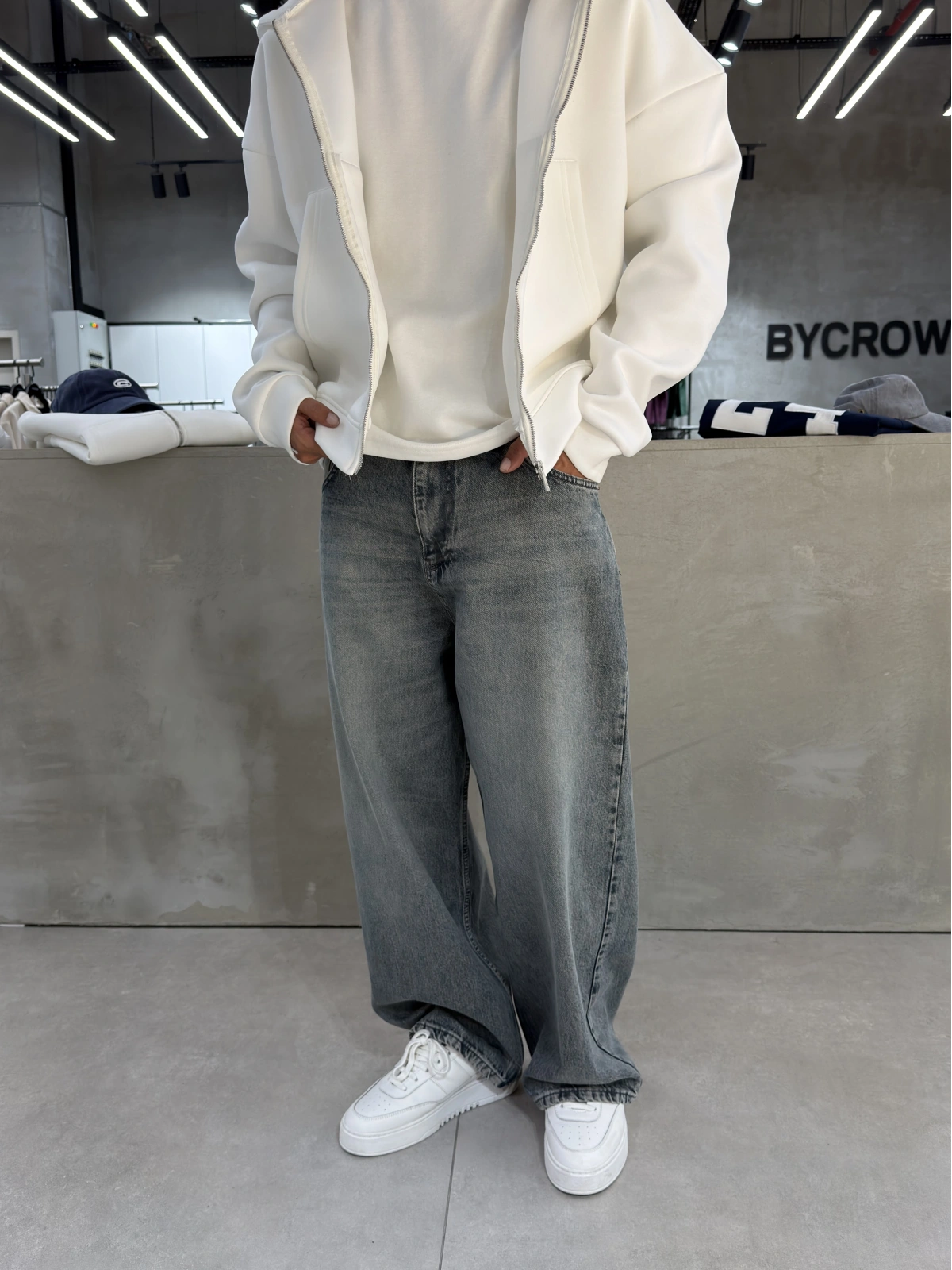 Mavi Yıkamalı Relax Baggy Jean