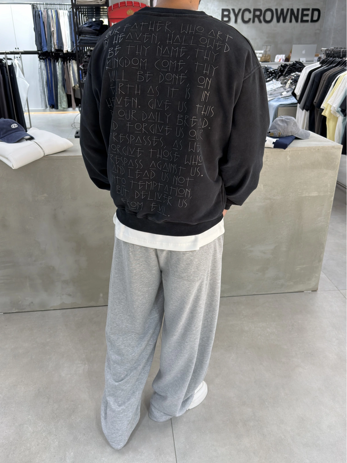 Day Siyah Yıkamalı Oversize Bisiklet Yaka Sweat