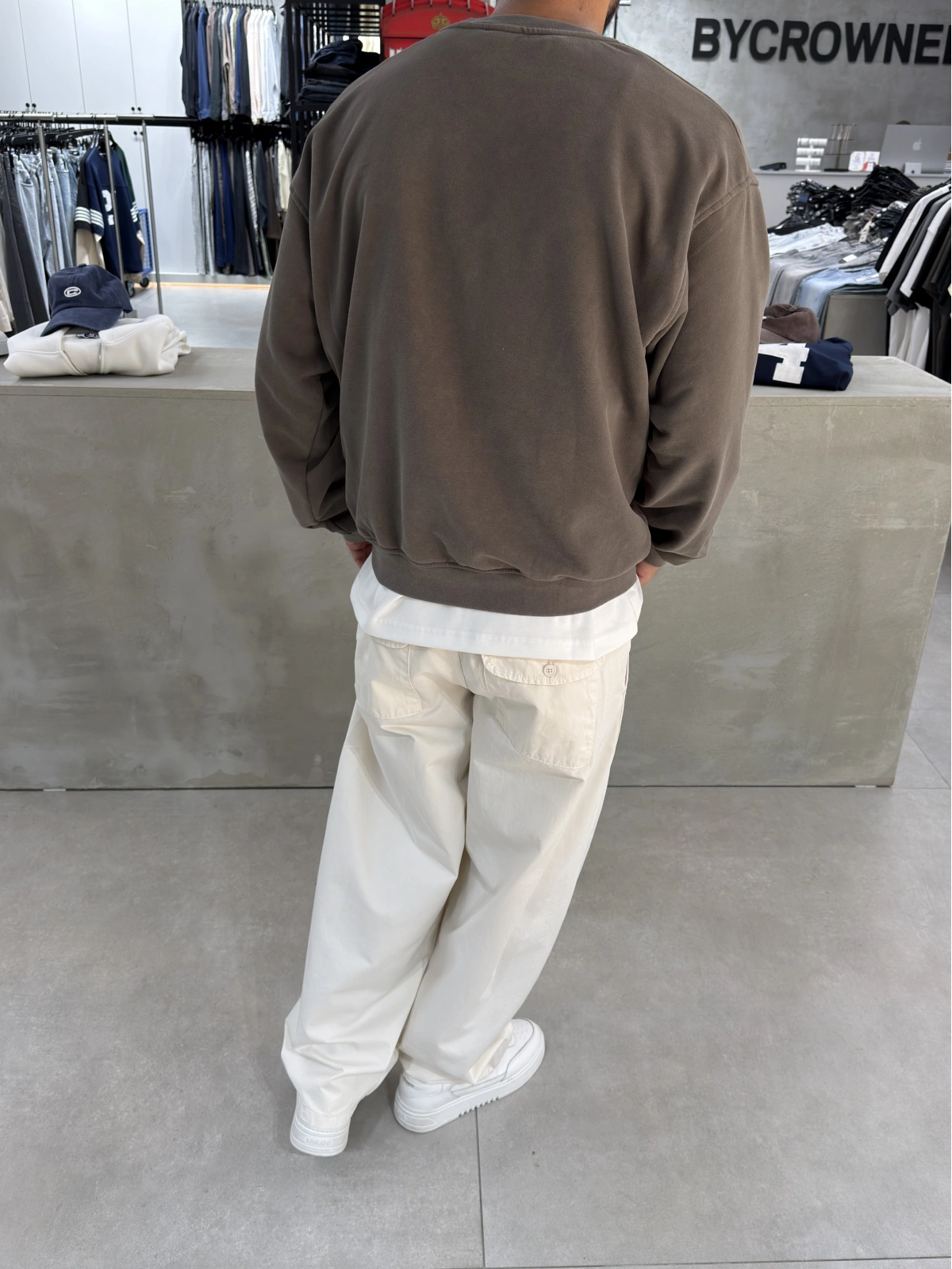 Kahve Yıkamalı 67 Baskılı Sweat