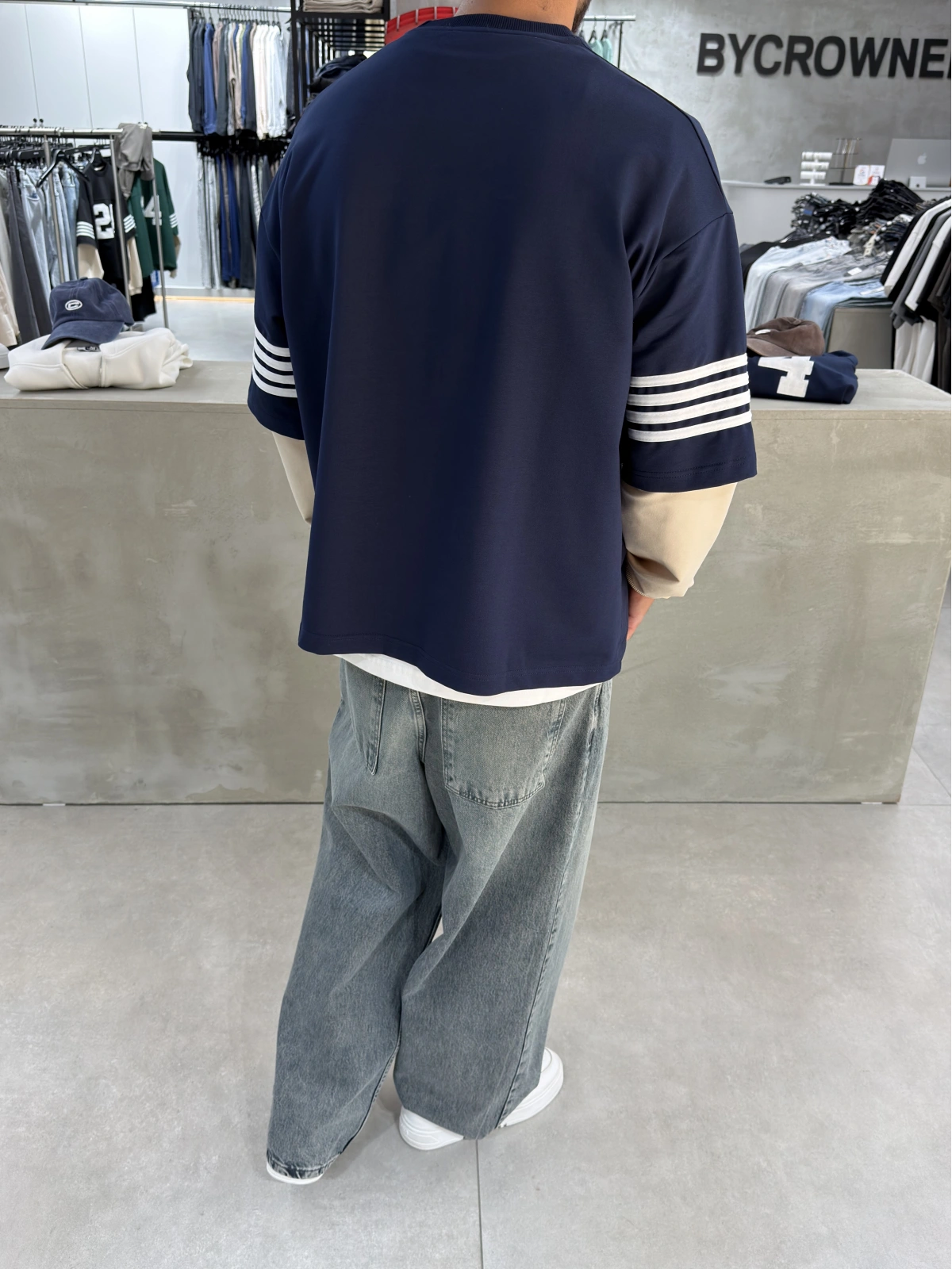 Lacivert 24 Baskılı Oversize Sweat