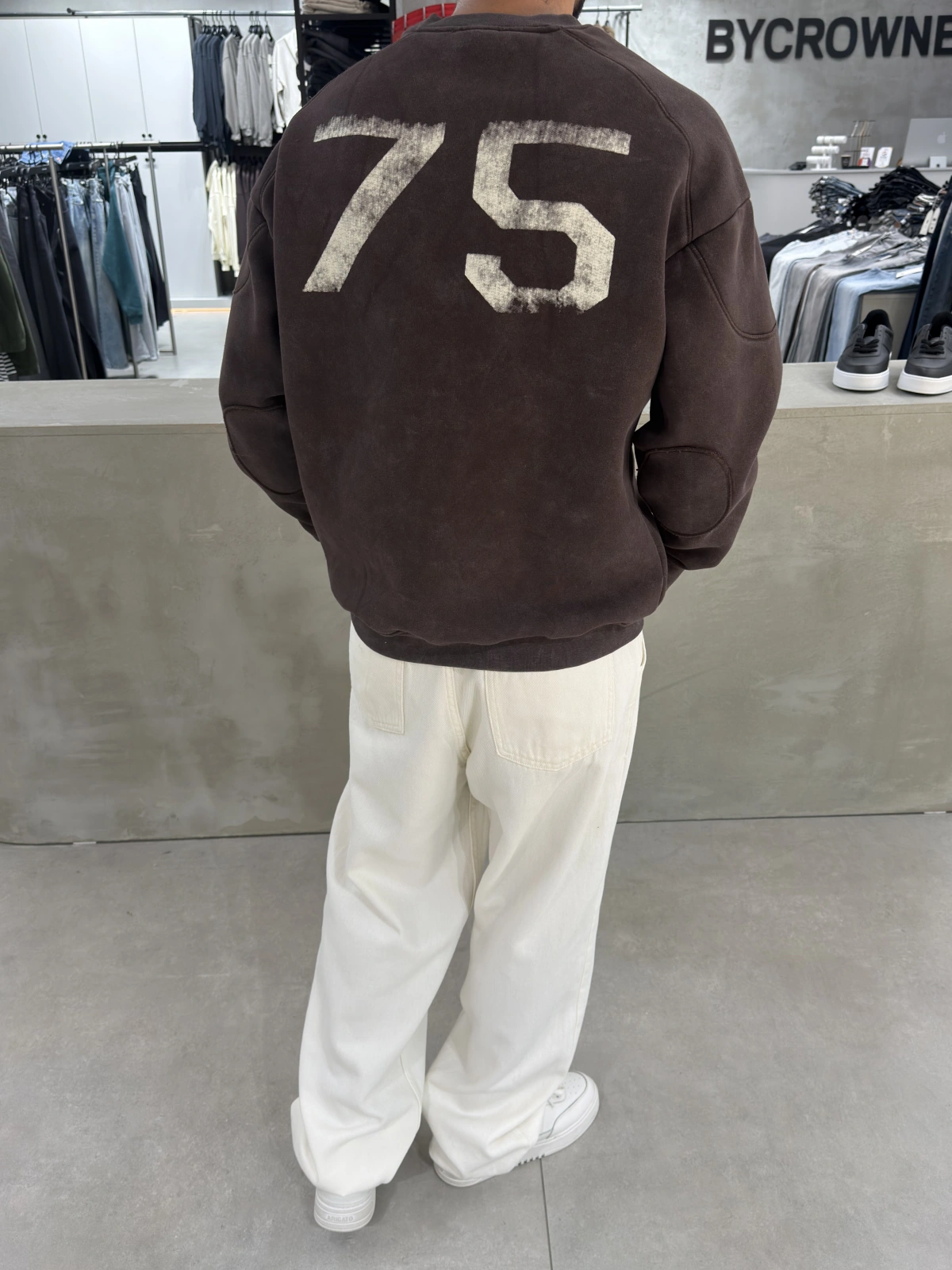 Kahve Miami Yıkamalı Oversize Sweat