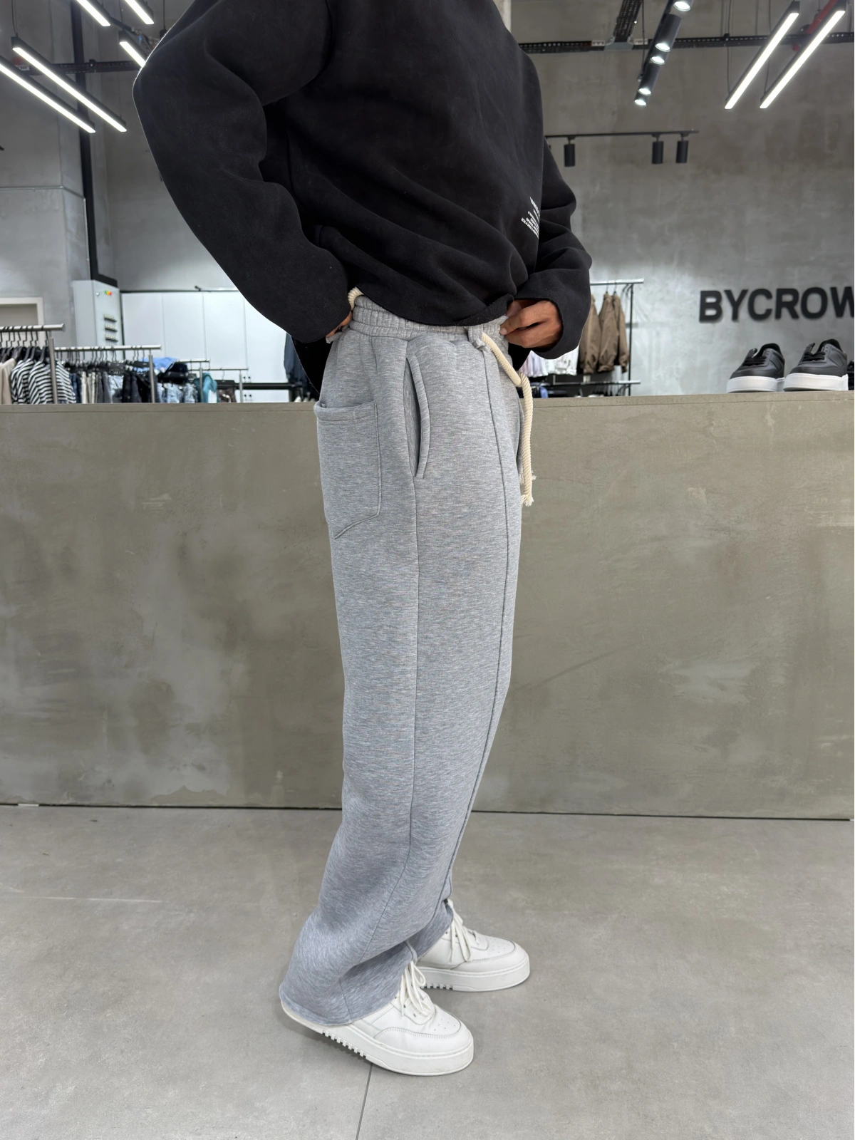 Gri Halatlı Bol Kalıp Baggy Eşofman