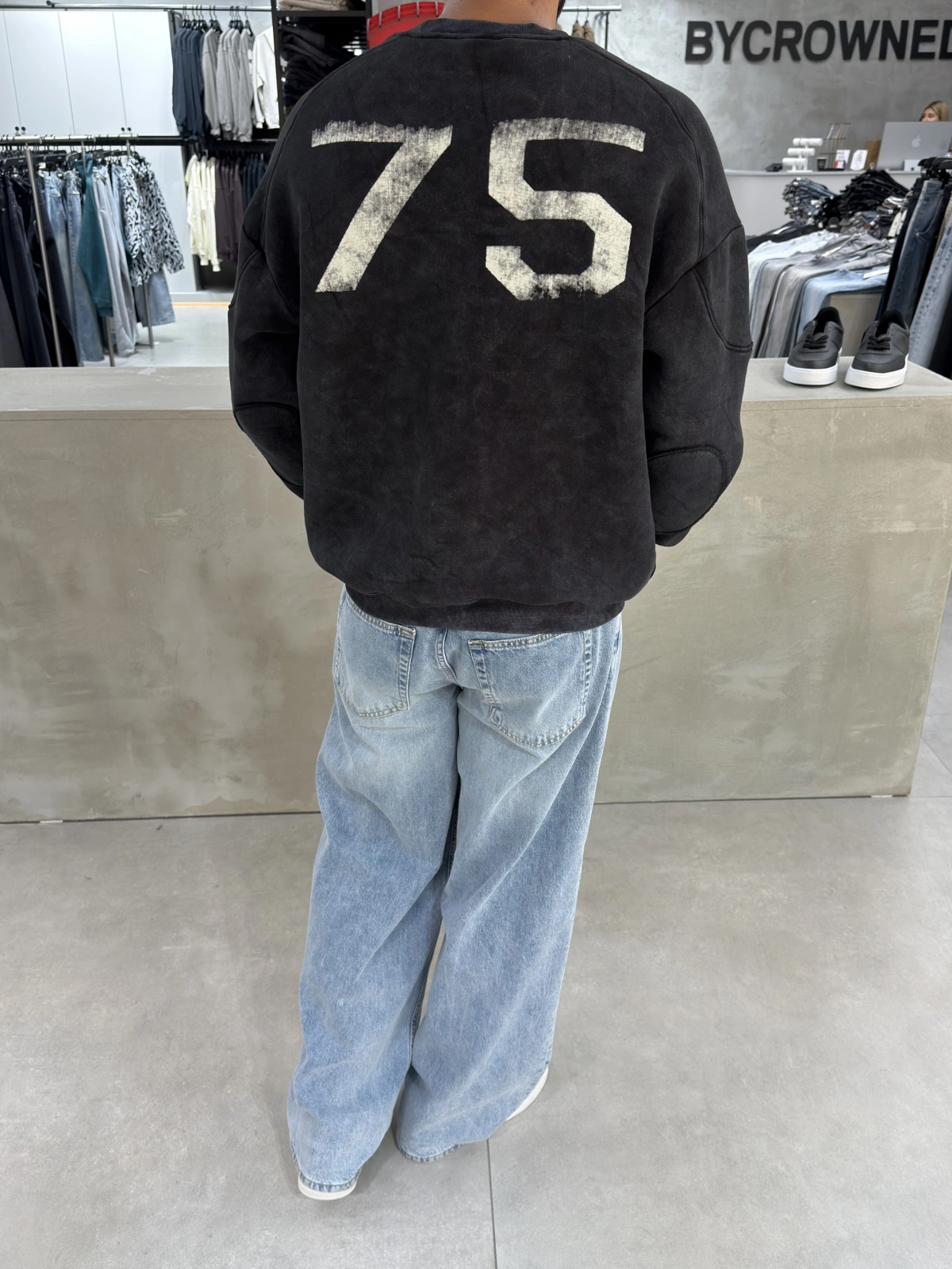 Siyah Miami Yıkamalı Oversize Sweat