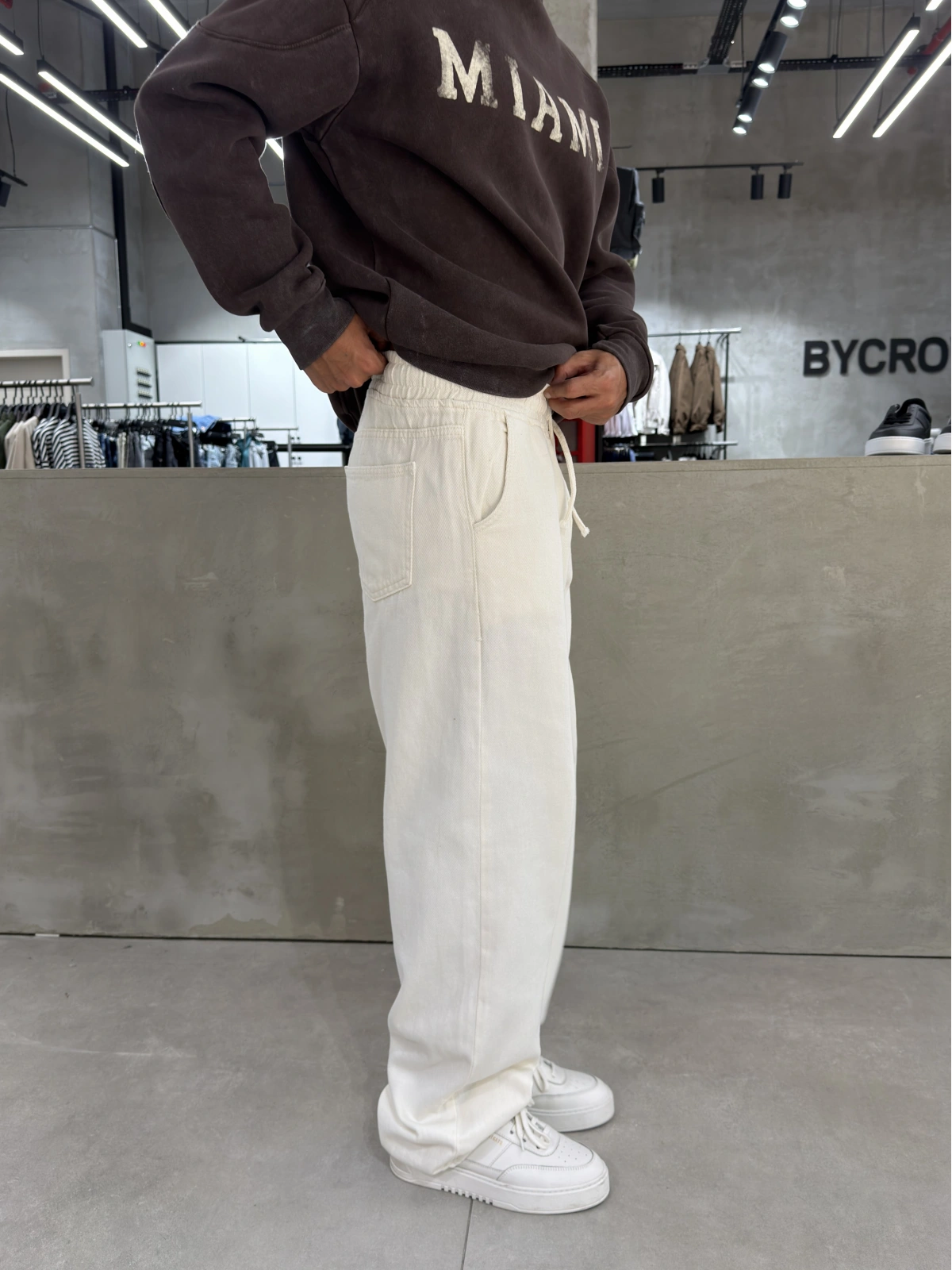 Krem Premium Bol Kalıp Baggy Jean