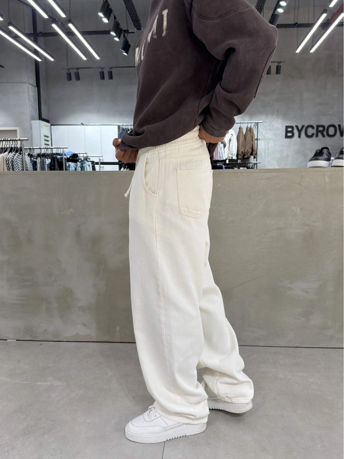 Krem Premium Bol Kalıp Baggy Jean