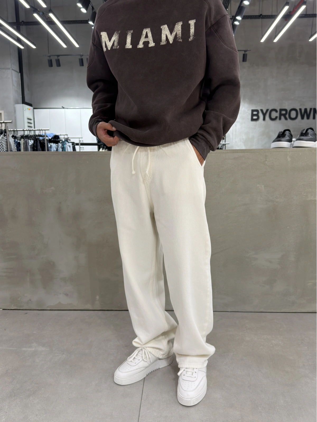 Krem Premium Bol Kalıp Baggy Jean