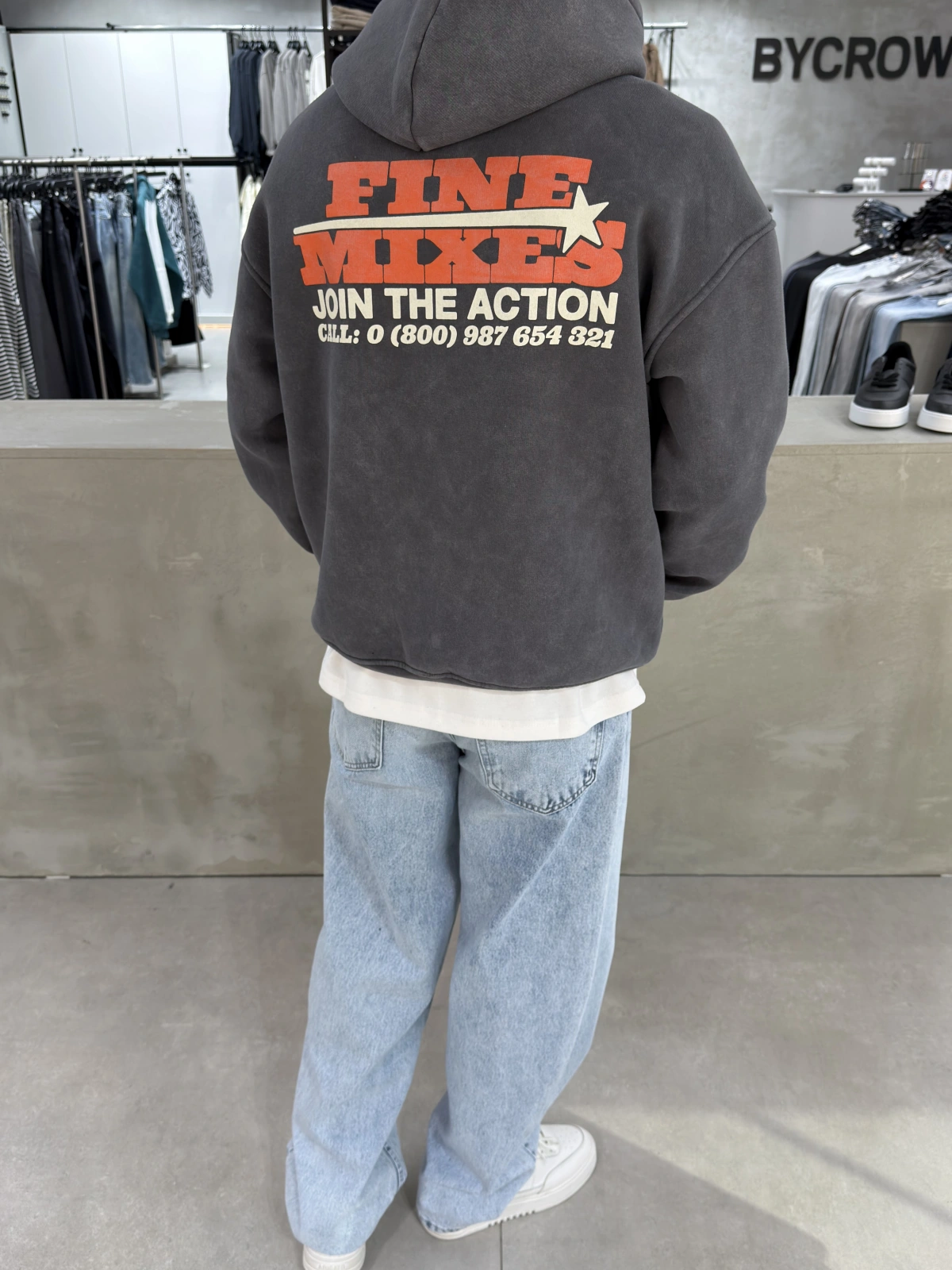 Antrasit Yıkamalı Mixes Oversize Sweatshirt
