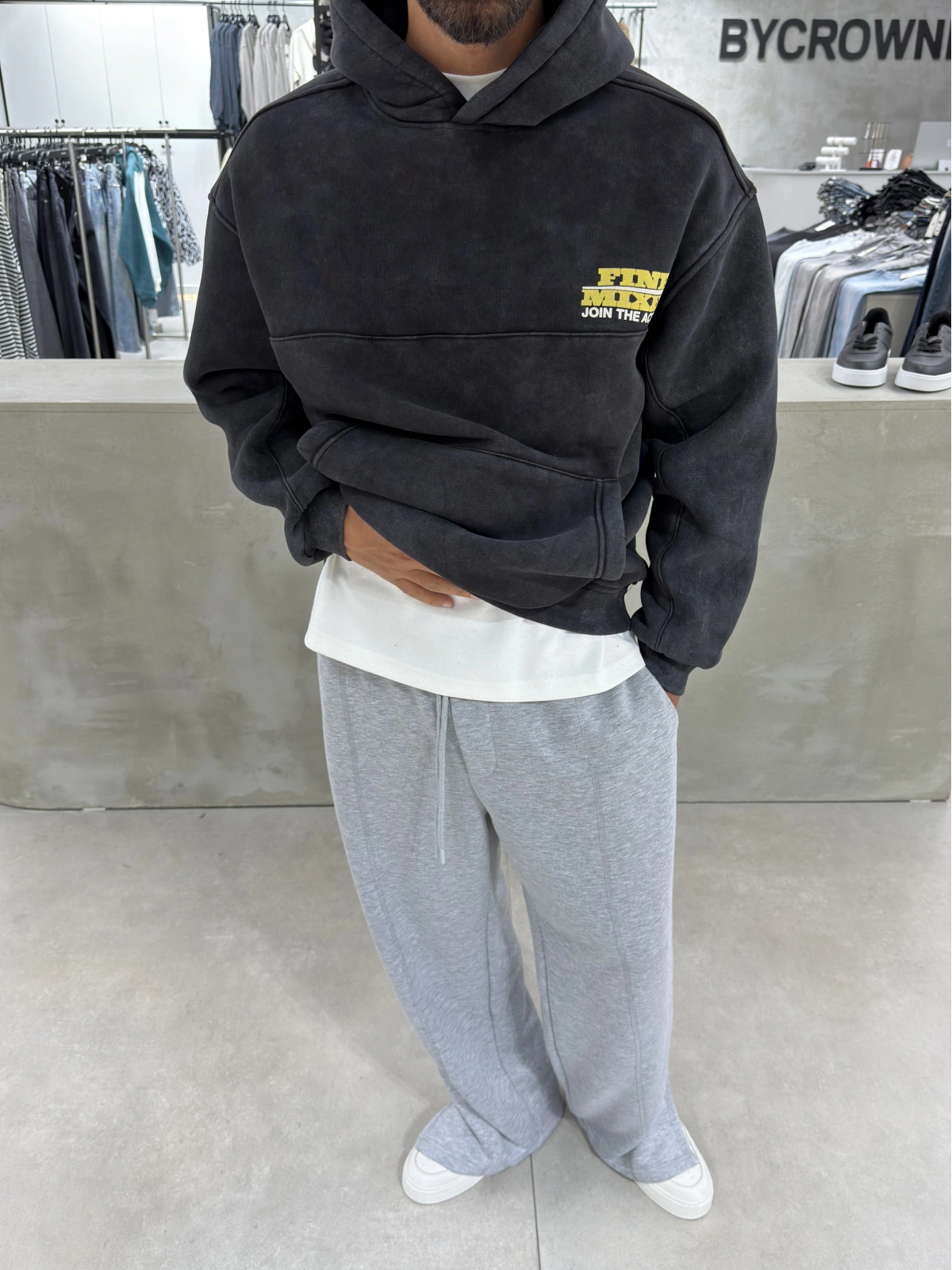 Siyah Yıkamalı Mixes Oversize Sweatshirt
