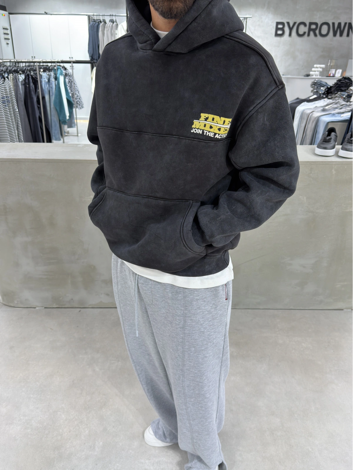 Siyah Yıkamalı Mixes Oversize Sweatshirt