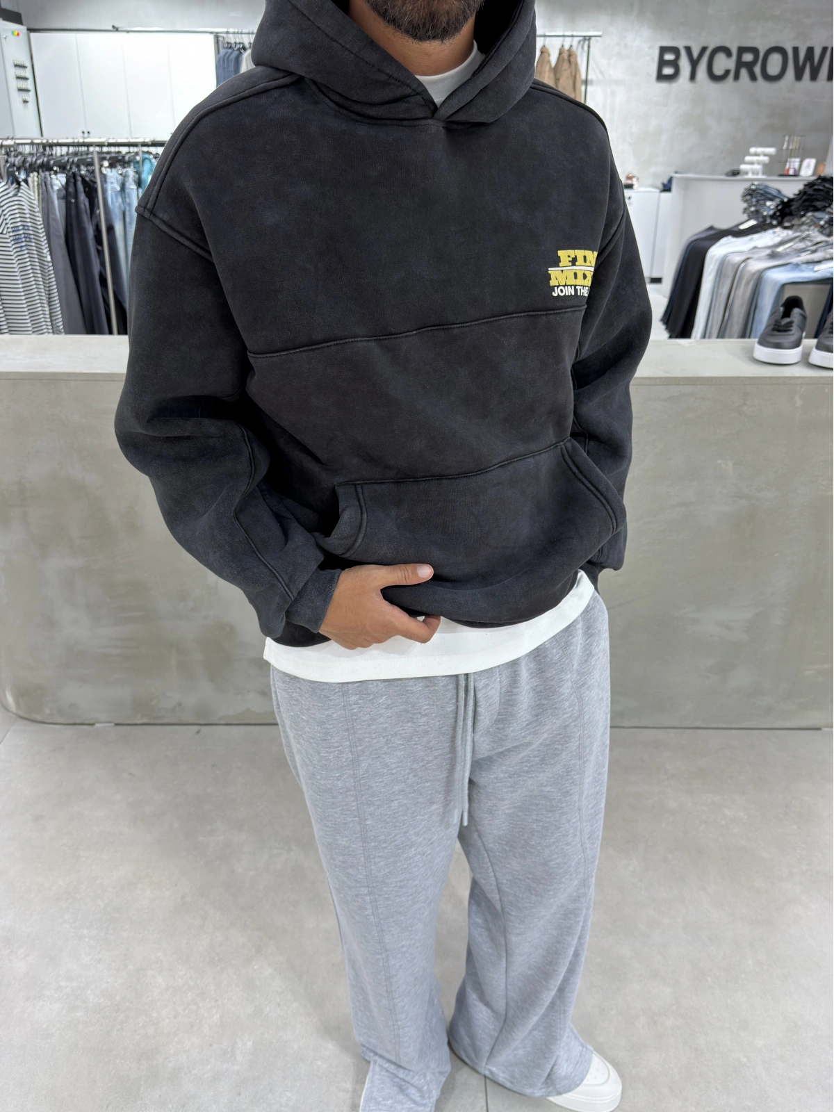 Siyah Yıkamalı Mixes Oversize Sweatshirt
