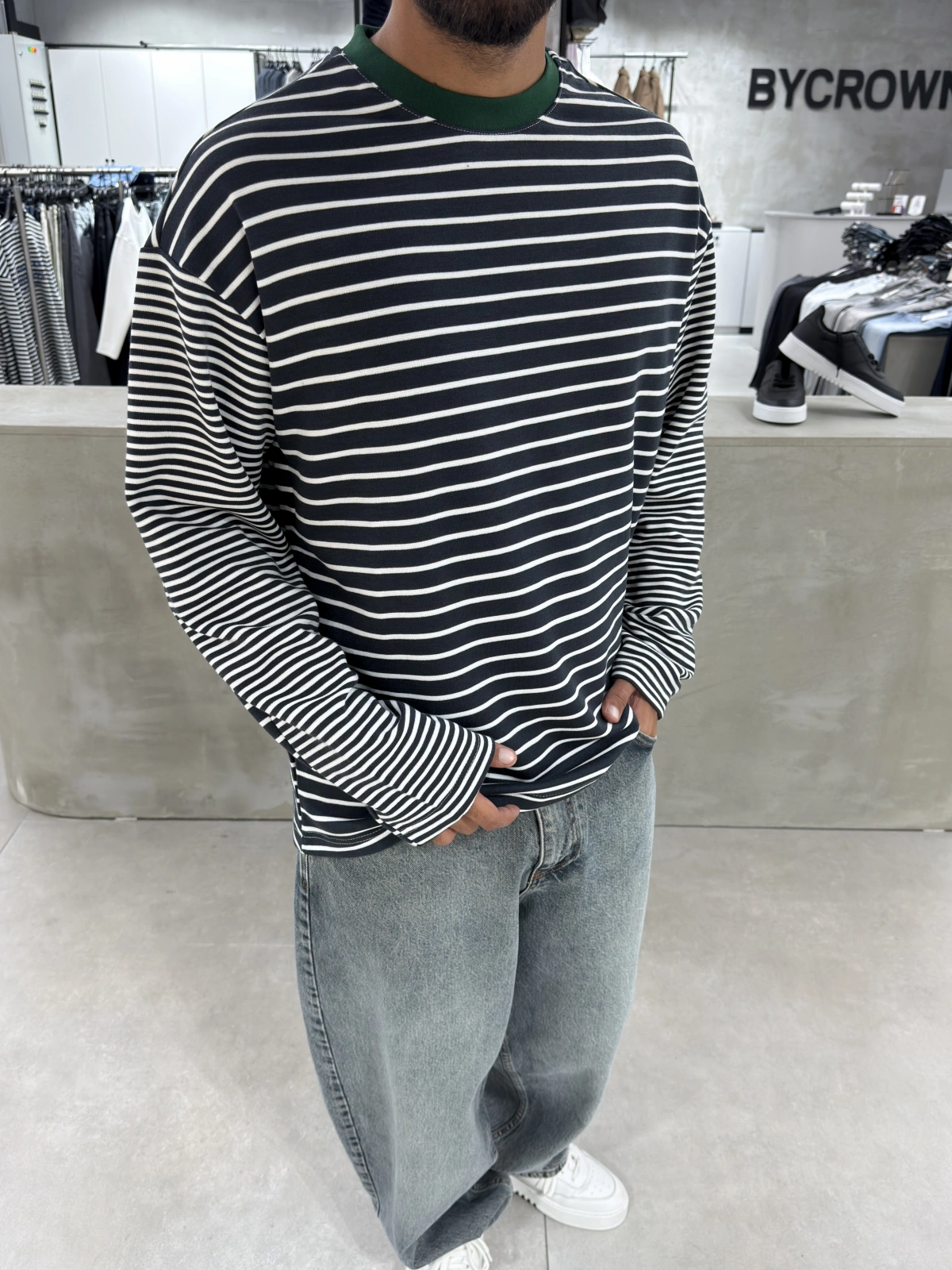 Siyah Çizgili Young Oversize Sweatshirt
