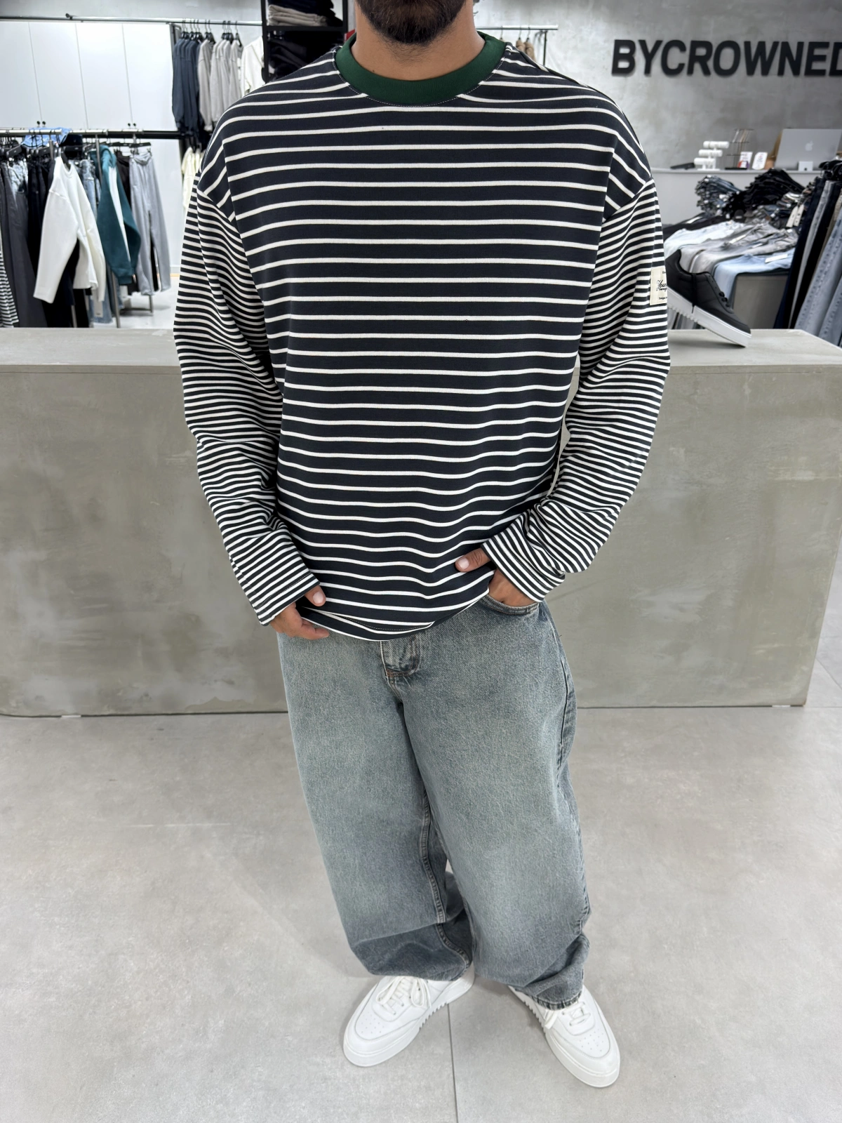 Siyah Çizgili Young Oversize Sweatshirt