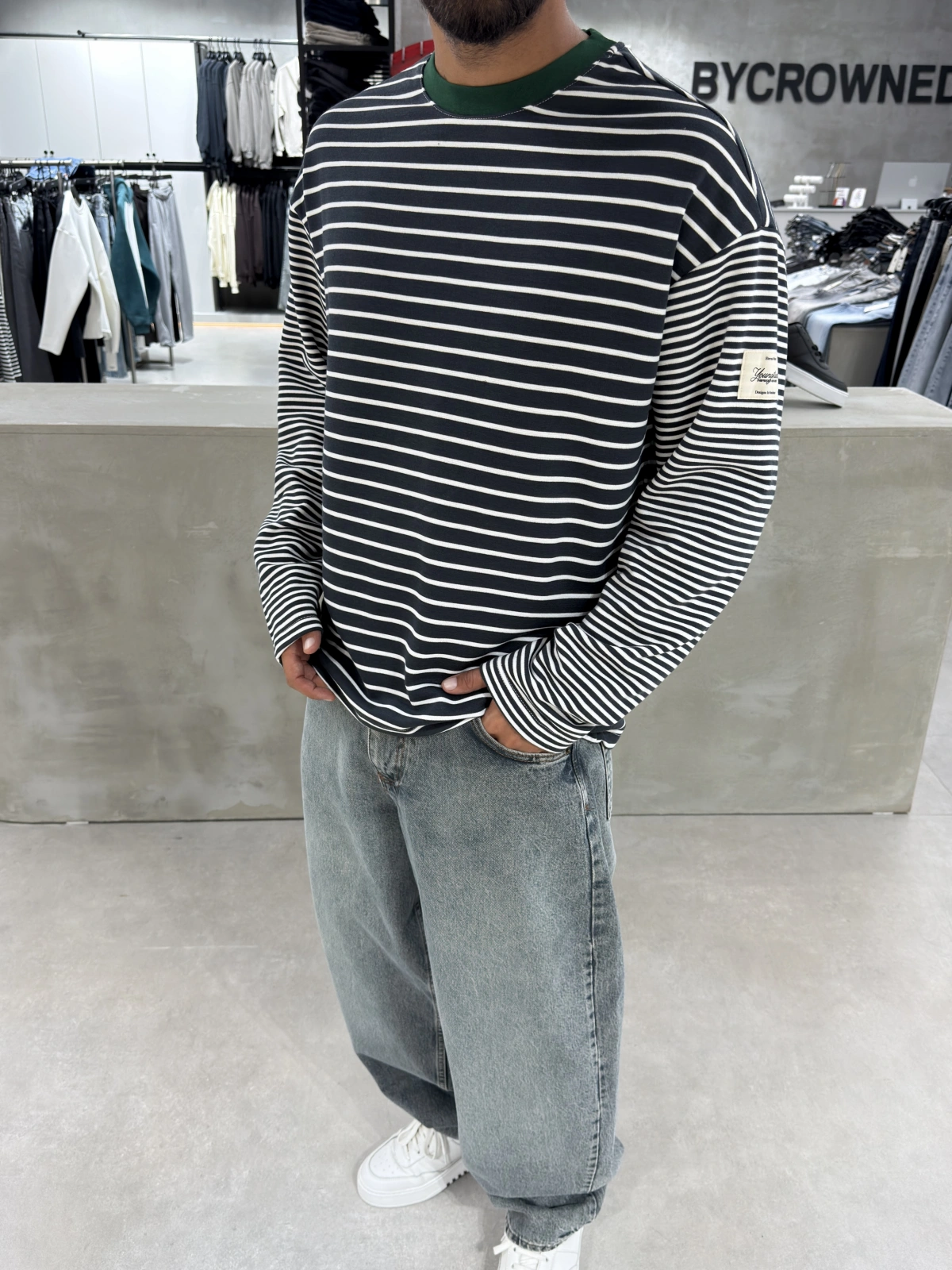 Siyah Çizgili Young Oversize Sweatshirt