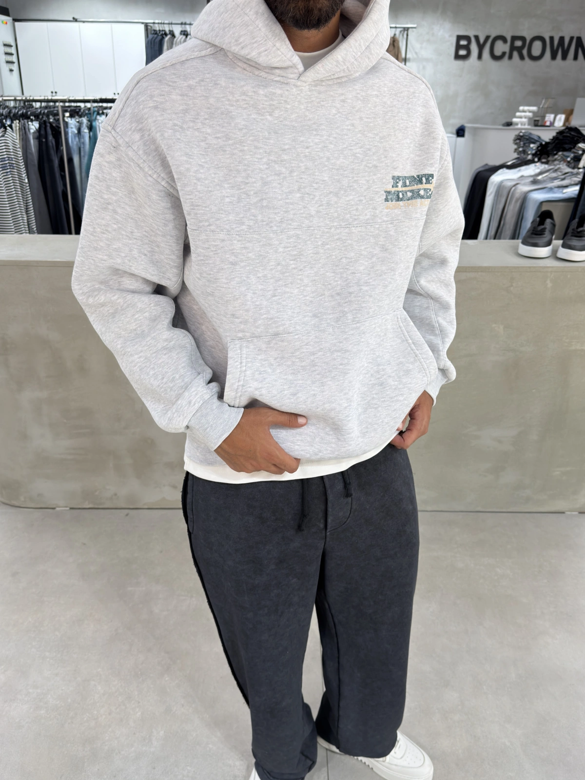 Gri Yıkamalı Mixes Oversize Sweatshirt