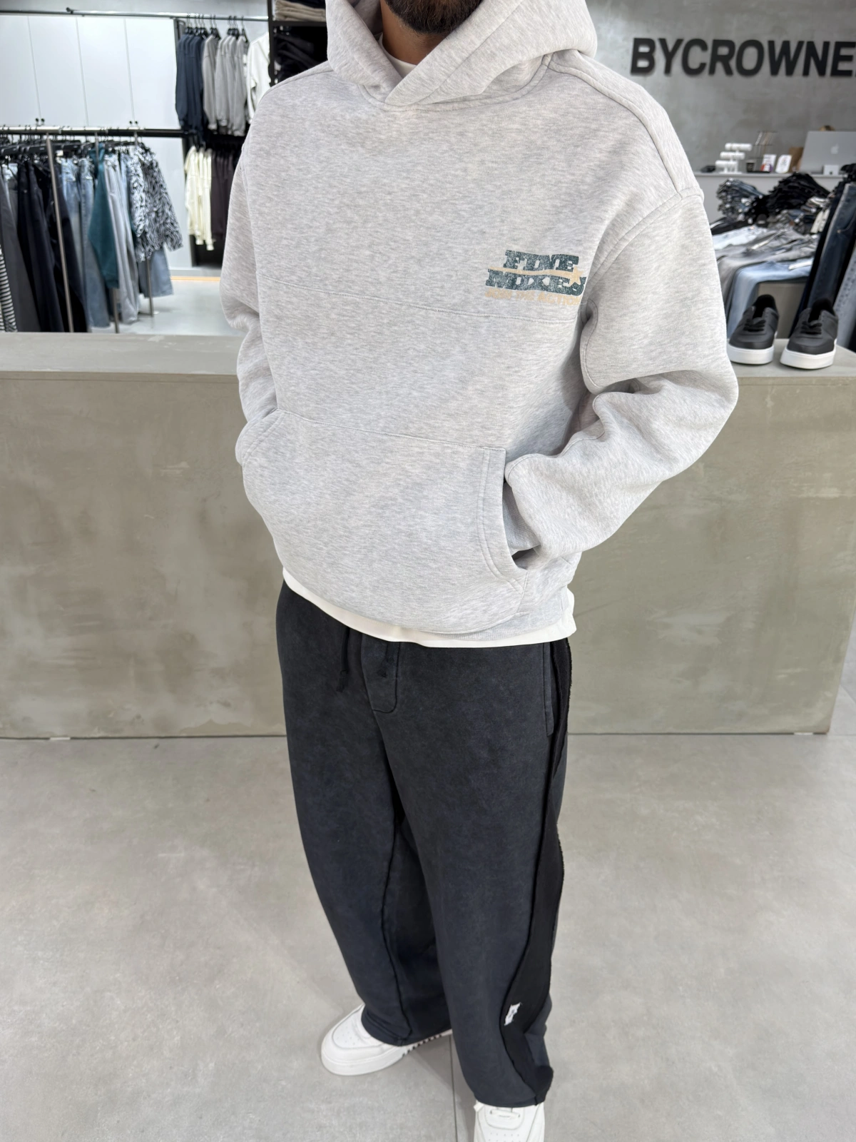 Gri Yıkamalı Mixes Oversize Sweatshirt