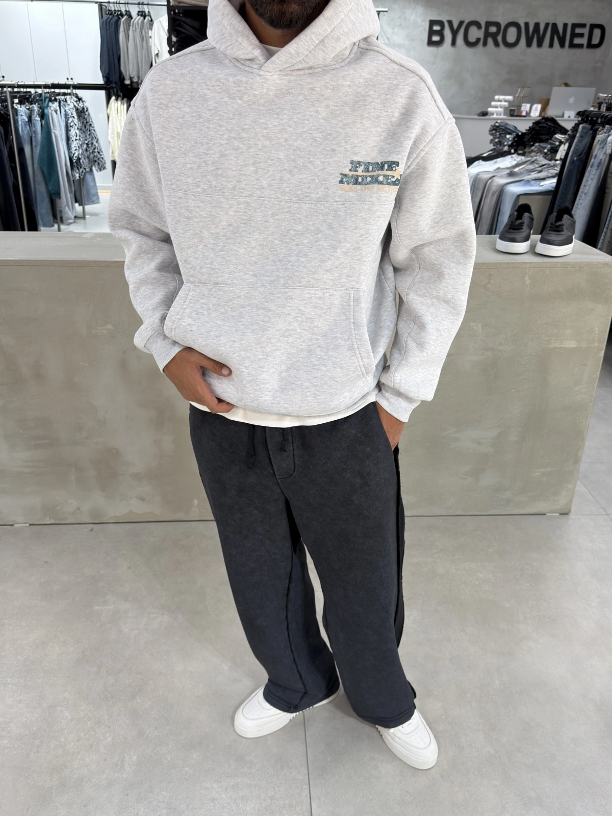 Gri Yıkamalı Mixes Oversize Sweatshirt