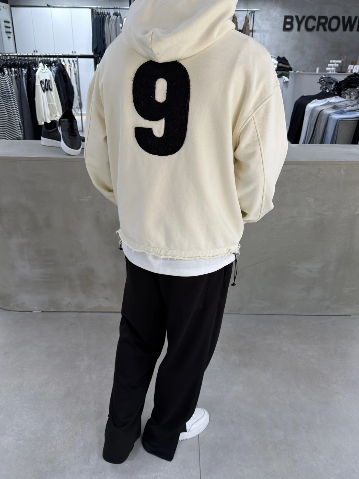 Krem Cloud Baskılı Oversize Sweat