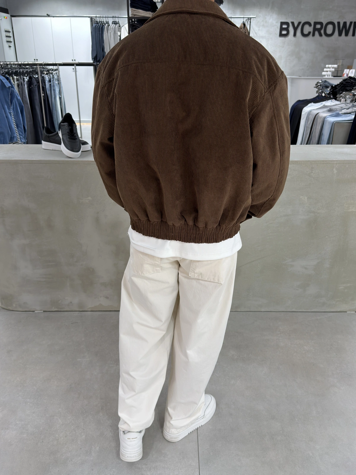 Kahve Kadife Oversize Bomber Ceket