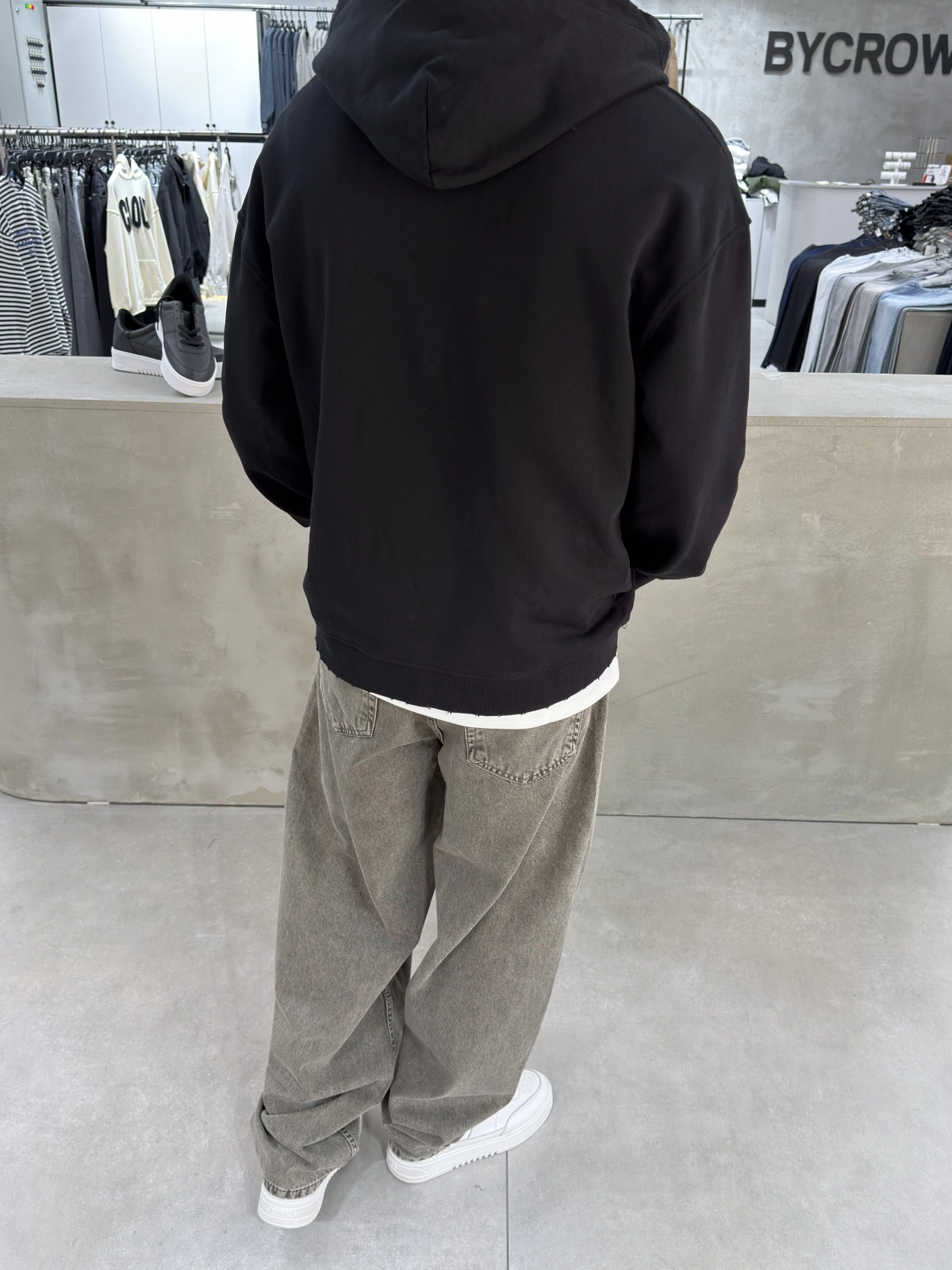 Siyah Yarım Fermuar Oversize Sweat