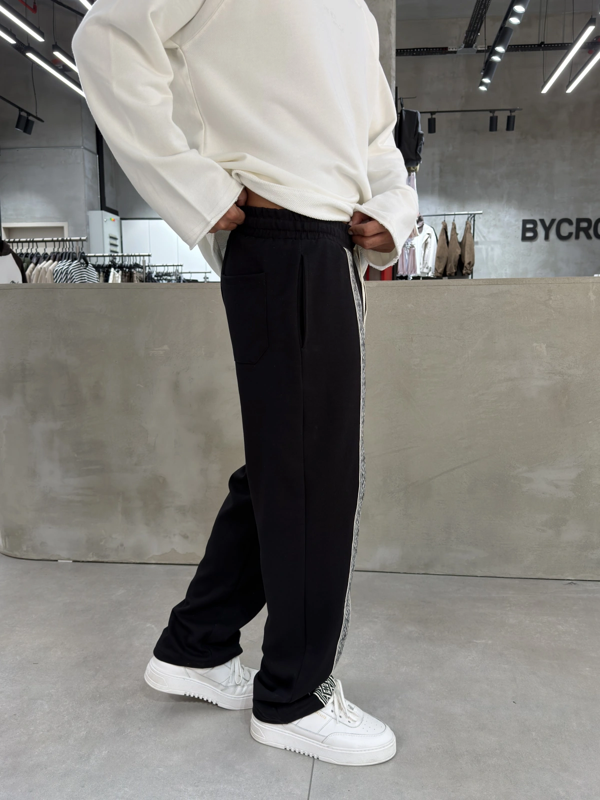 Siyah Premium Etnik Desen Baggy Eşofman