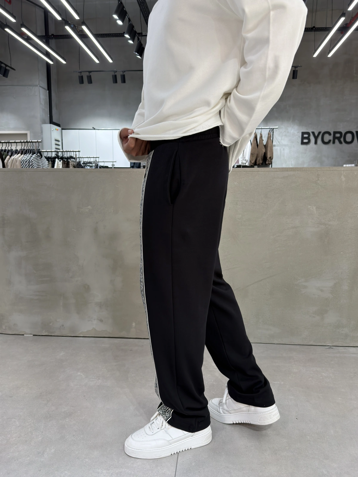 Siyah Premium Etnik Desen Baggy Eşofman