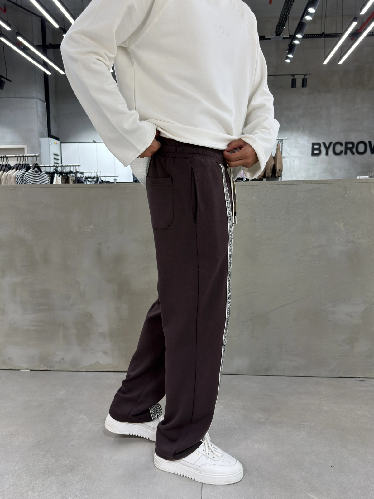 Kahve Premium Etnik Desen Baggy Eşofman