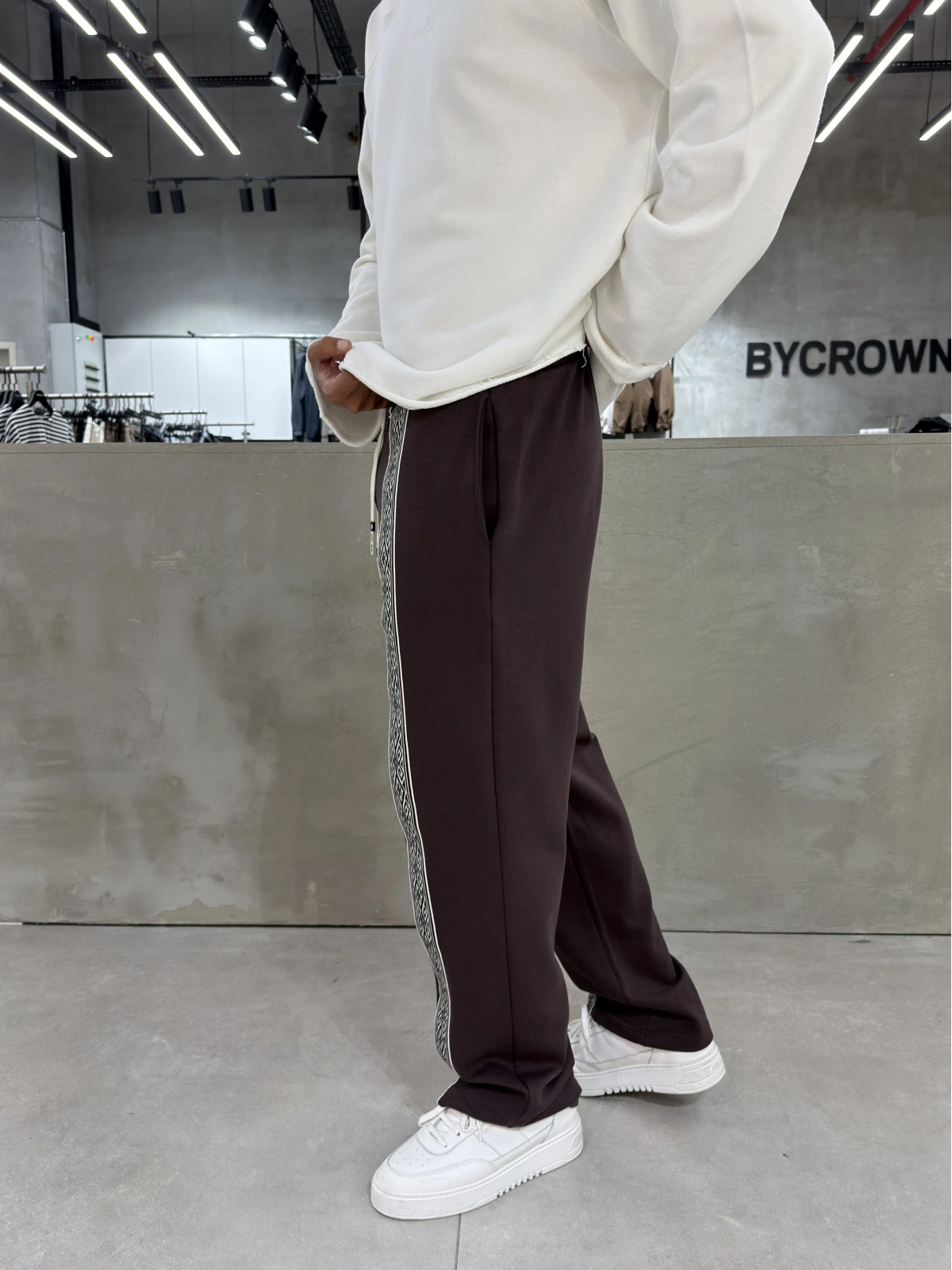 Kahve Premium Etnik Desen Baggy Eşofman