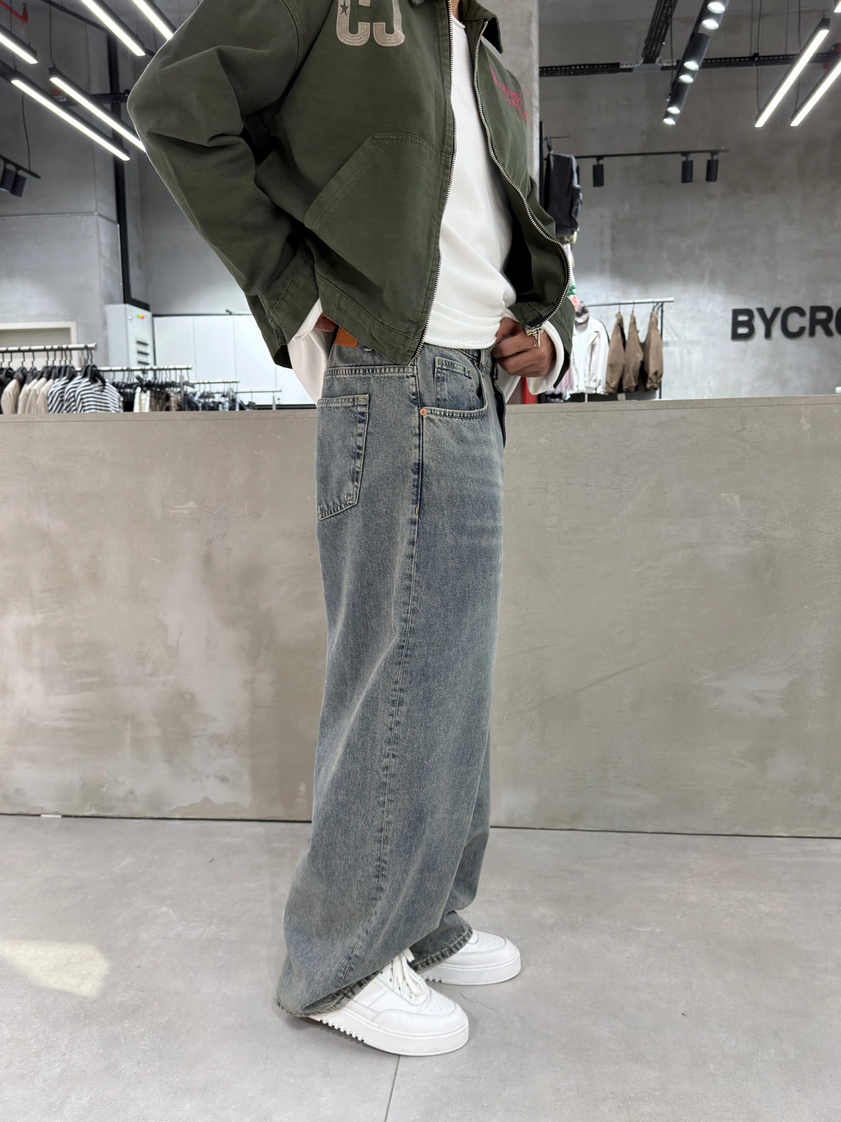 Eskitme Denim Süper Baggy Jean