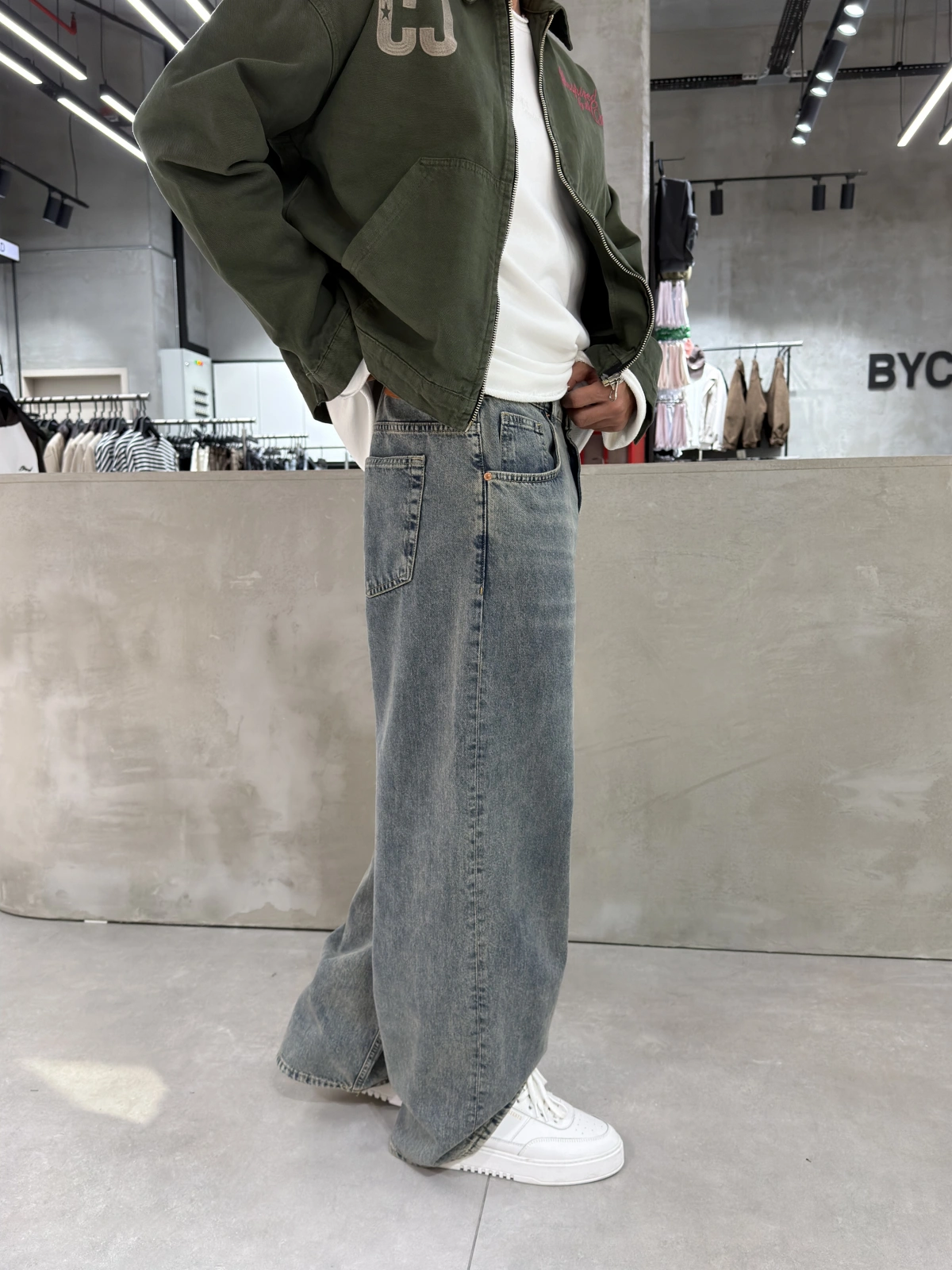 Eskitme Denim Süper Baggy Jean