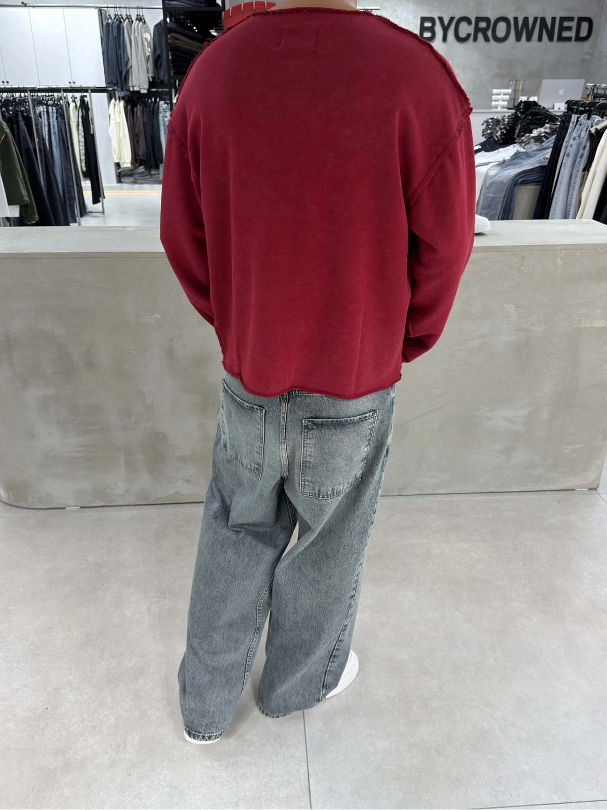 Kırmızı Barstorm Kesik Yaka Oversize Sweat