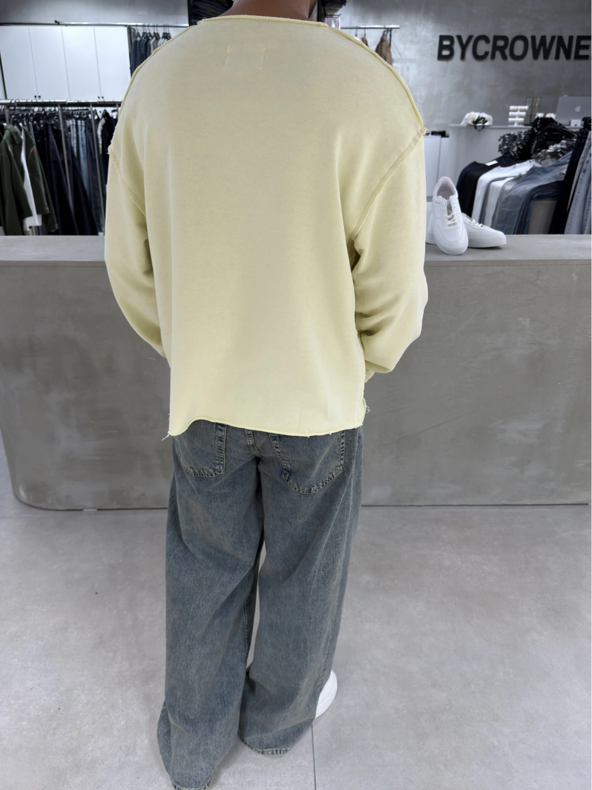 Sarı Barstorm Kesik Yaka Oversize Sweat