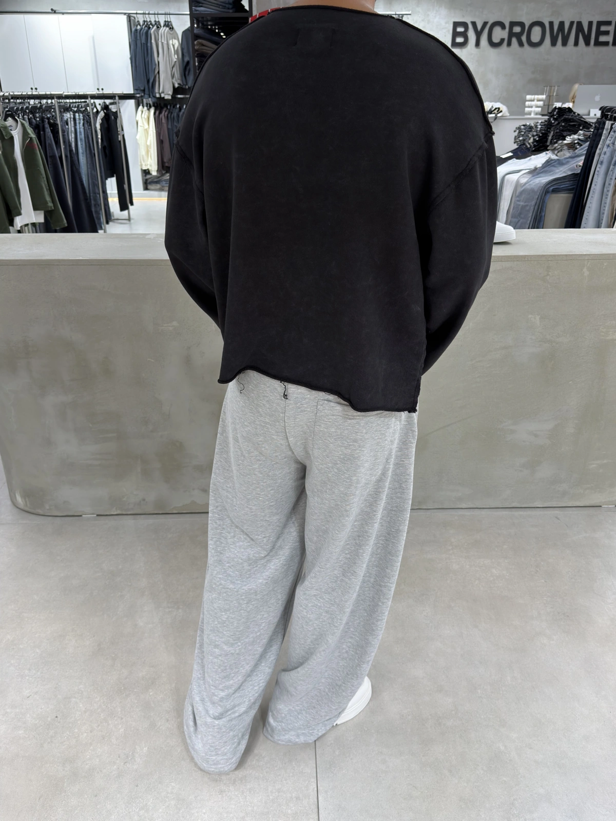 Siyah Barstorm Kesik Yaka Oversize Sweat