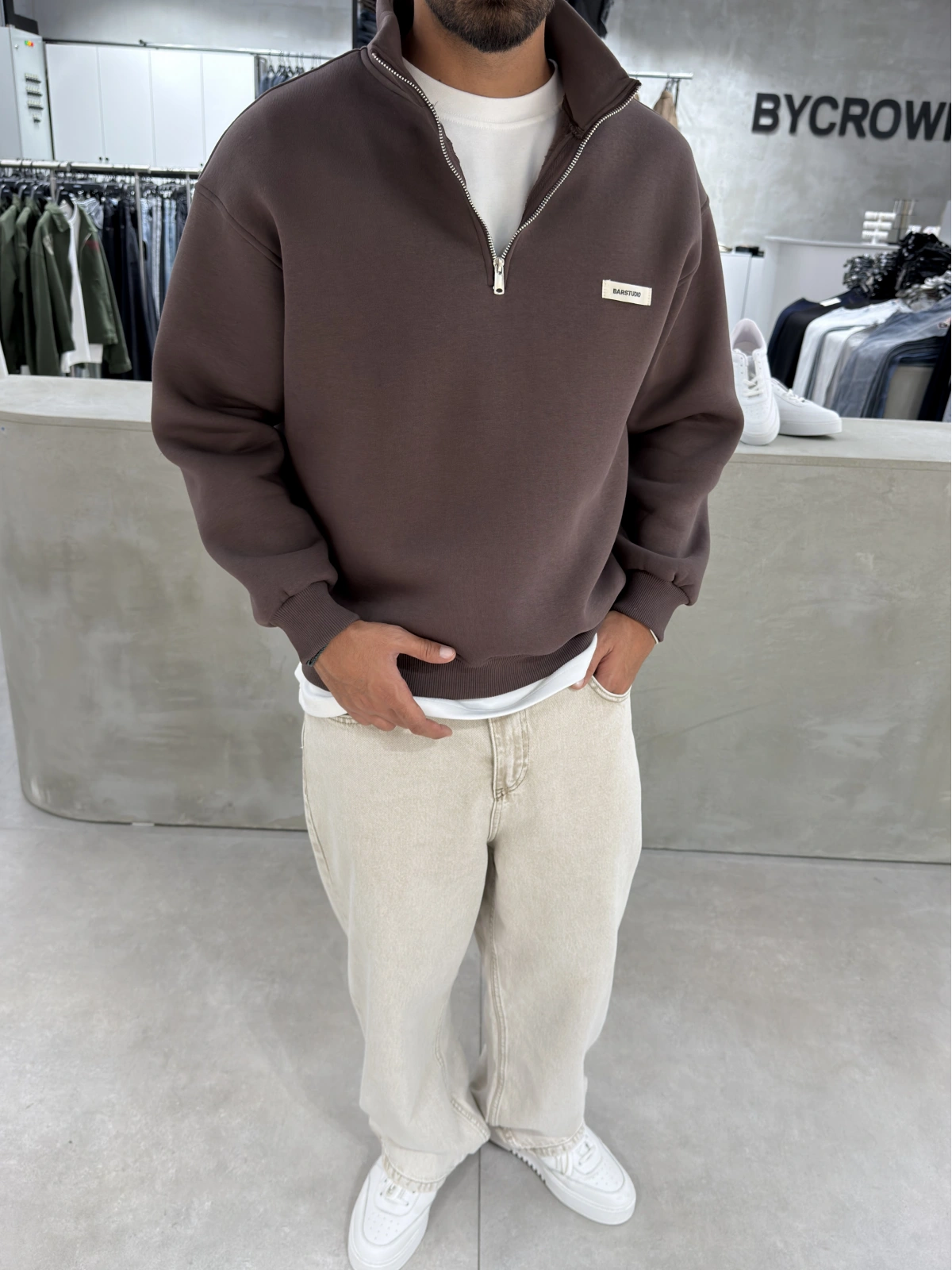 Kahve Barstudio Yarım Fermuar Sweat