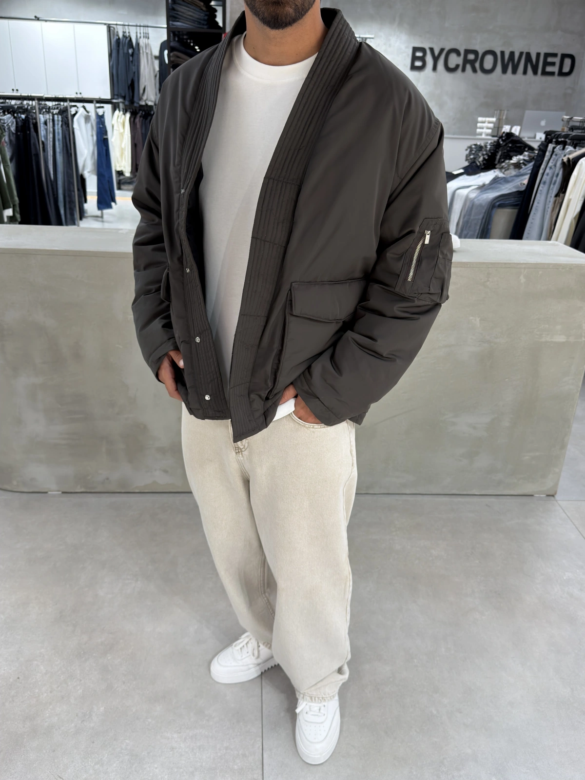 Haki Oversize Kimono Mont