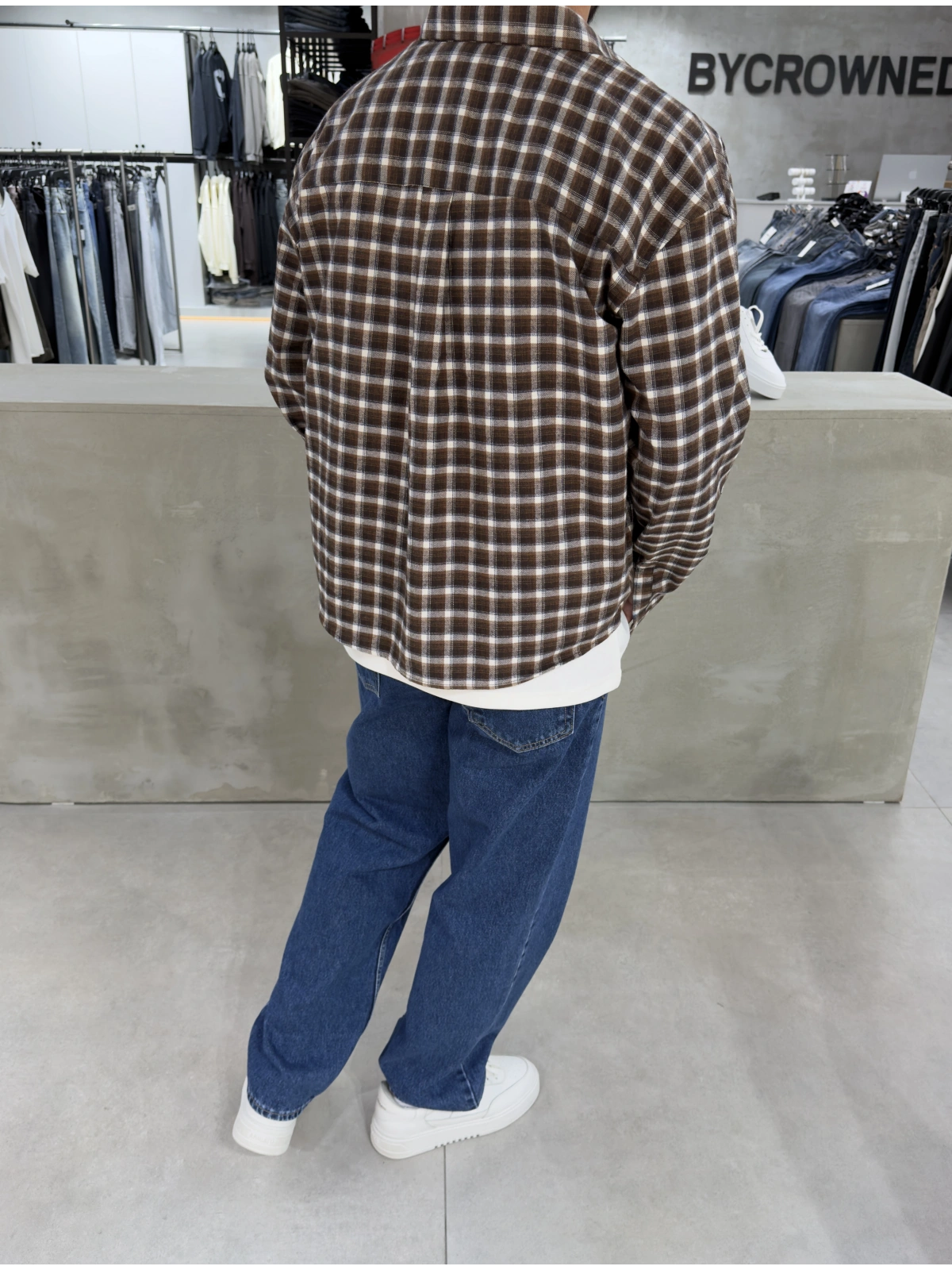 Kahve Exclusıve Ekose Oversize Gömlek