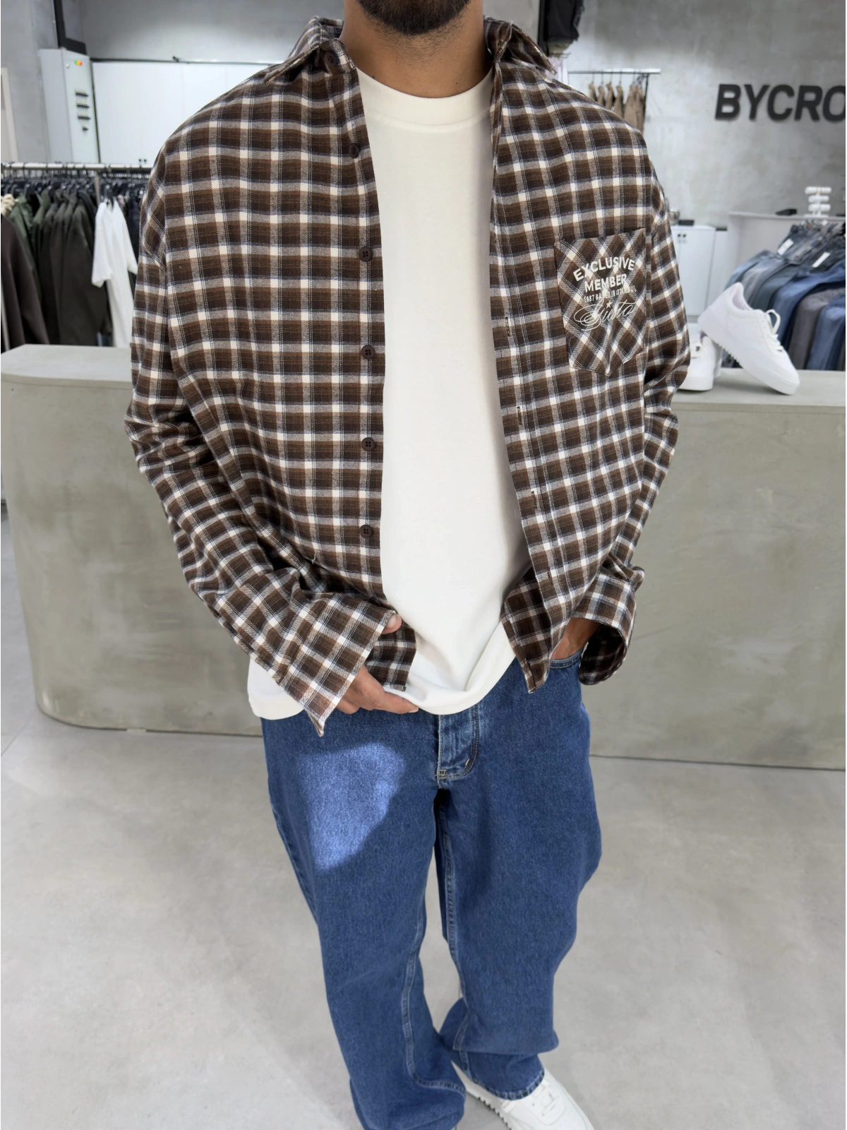 Kahve Exclusıve Ekose Oversize Gömlek
