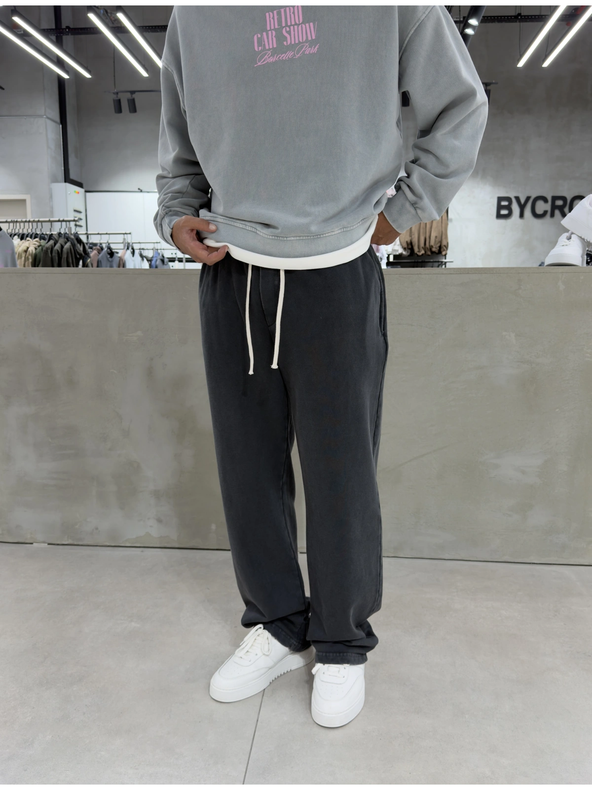 Antrasit Premium Yıkamalı Baggy Eşofman