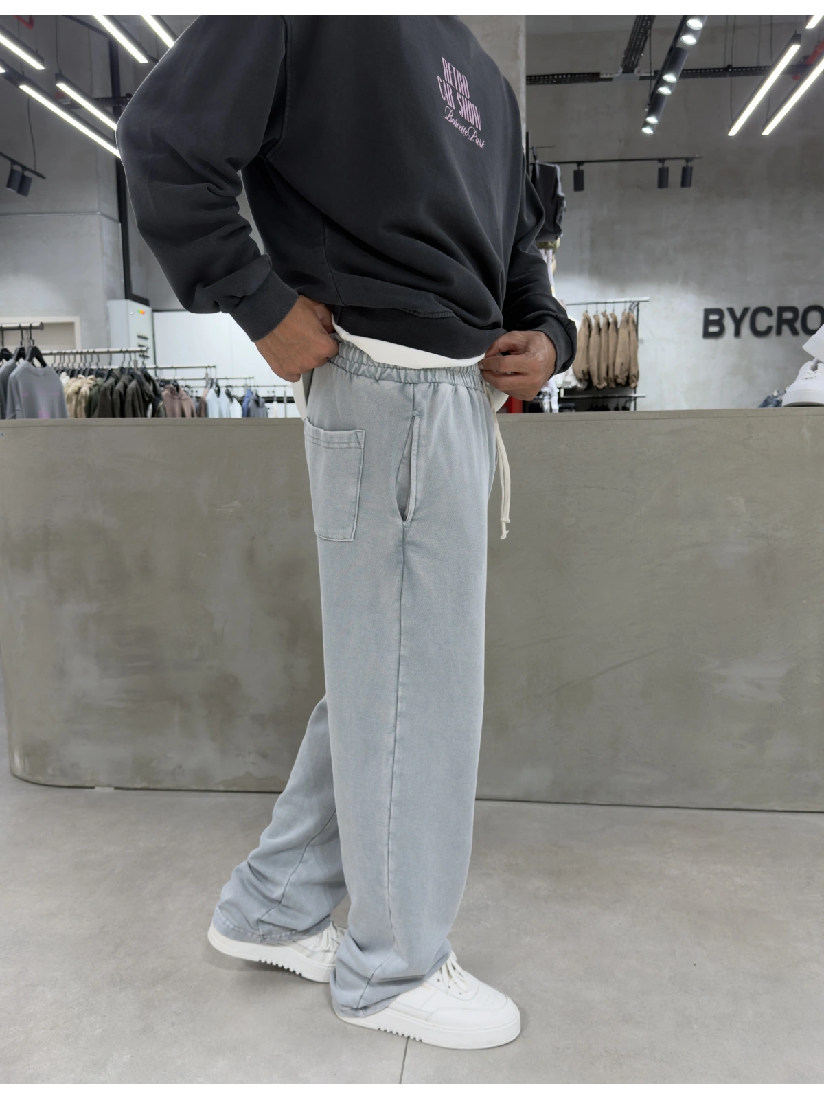 Gri Premium Yıkamalı Baggy Eşofman