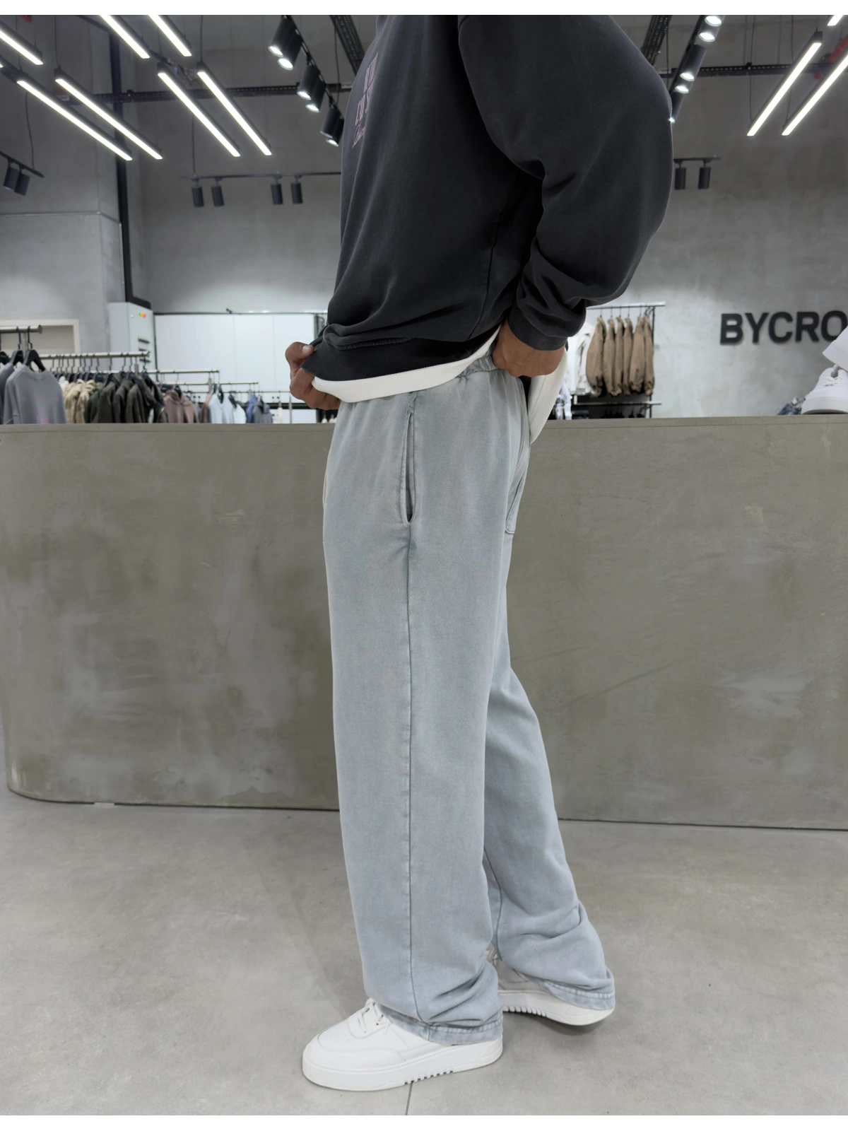 Gri Premium Yıkamalı Baggy Eşofman