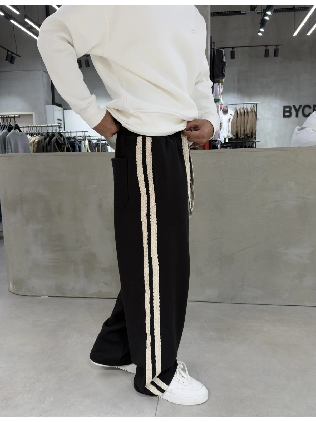 Siyah Premium Halat Nakış Baggy Eşofman