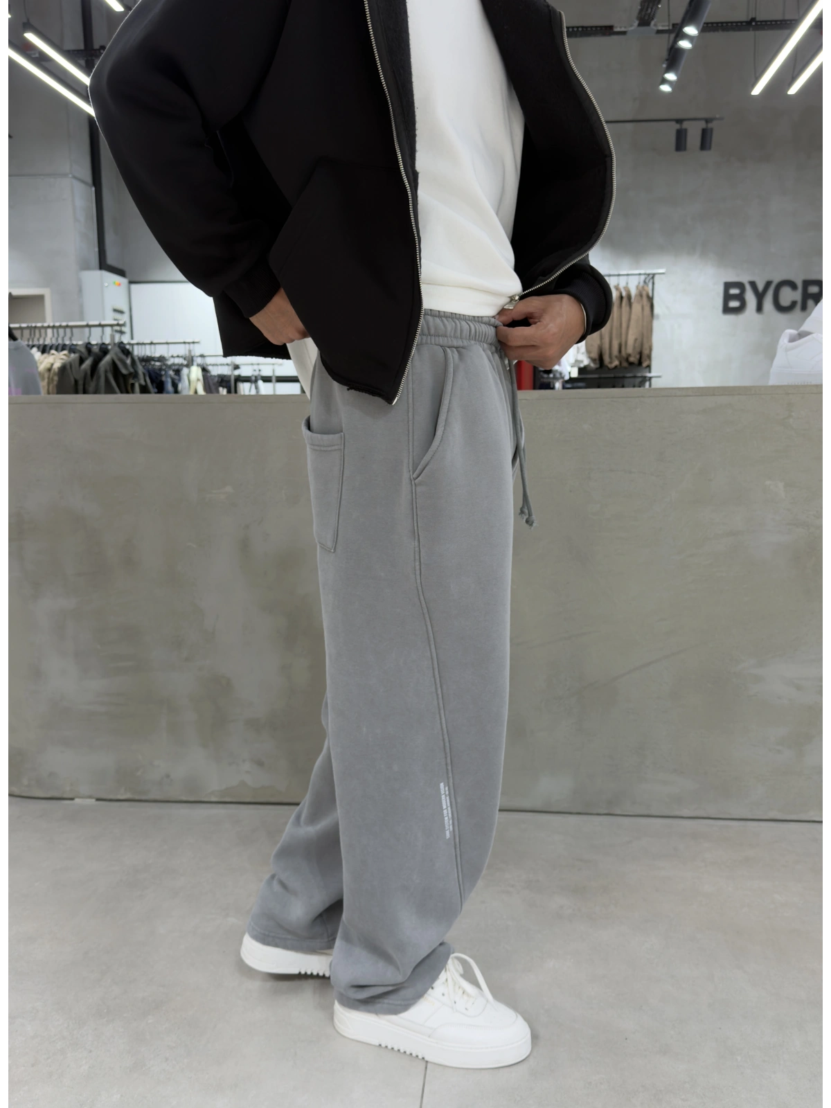 Gri Yıkamalı Code Bol Kalıp Baggy Eşofman