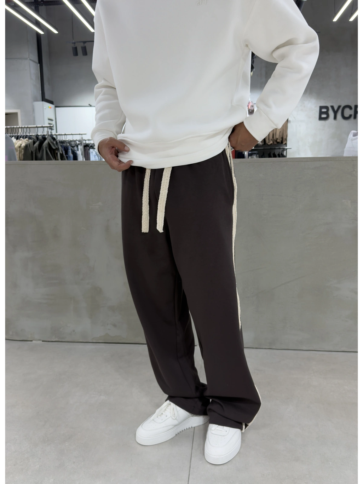 Kahve Premium Halat Nakış Baggy Eşofman
